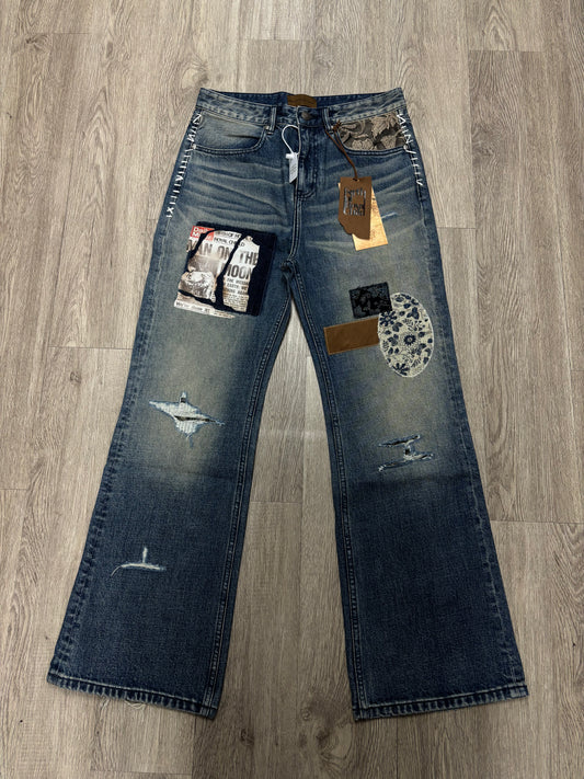 Birth Of Royal Child Patchwork Fade Pants Blue