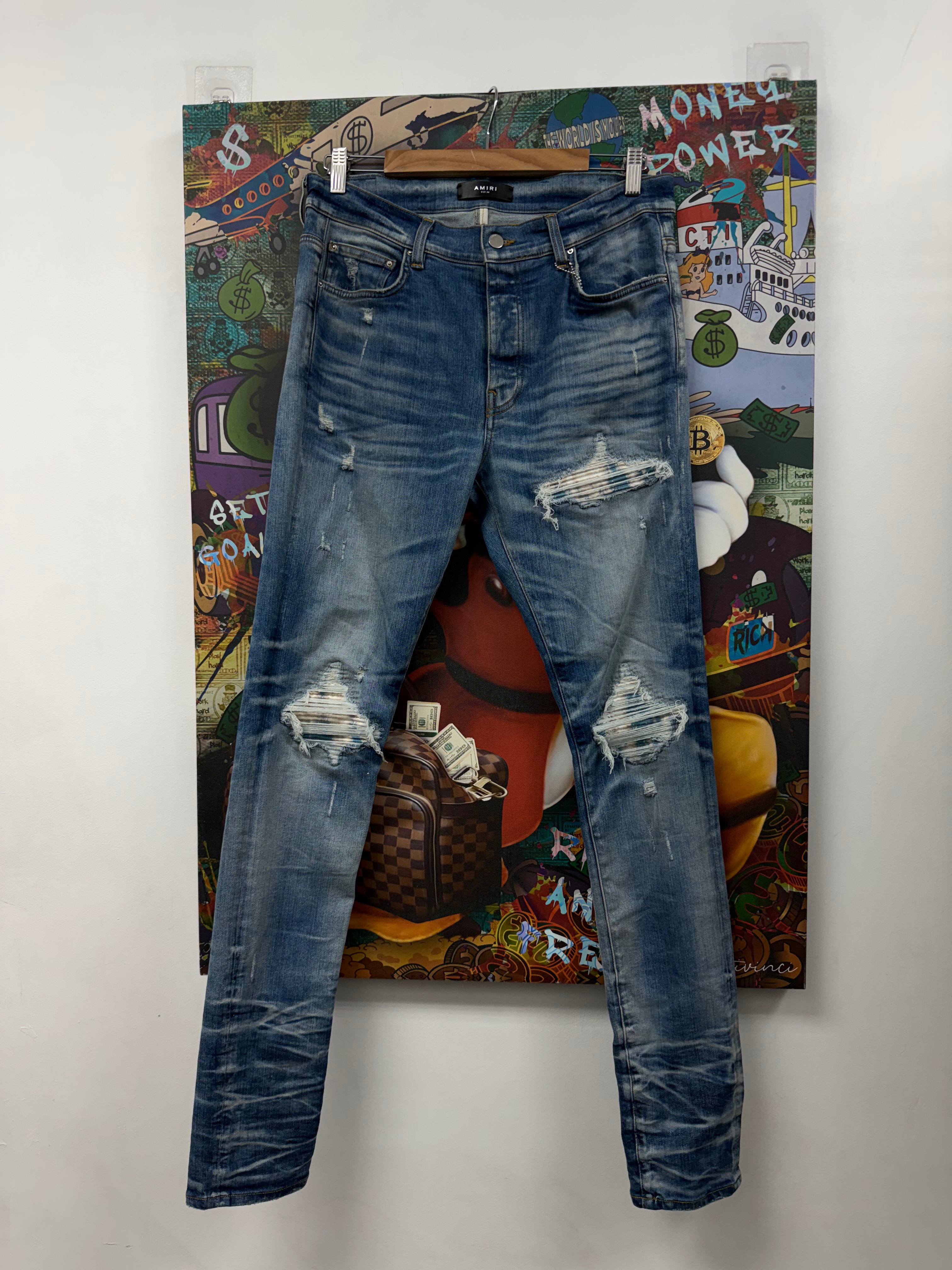 Amiri MX1 Honeycomb Tie Dye Patch Jeans