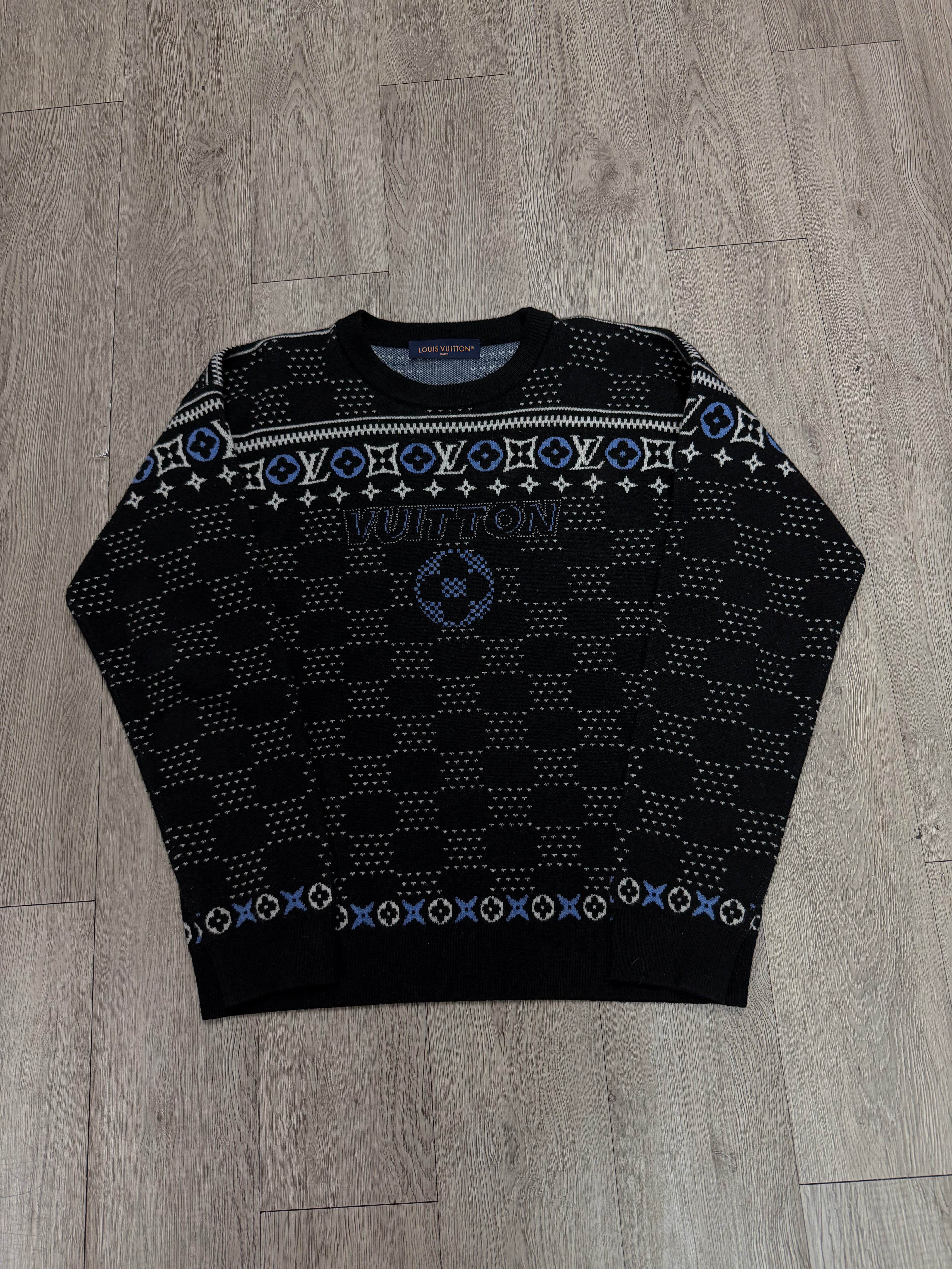 Louis Vuitton Black Baby Blue Wool Sweater