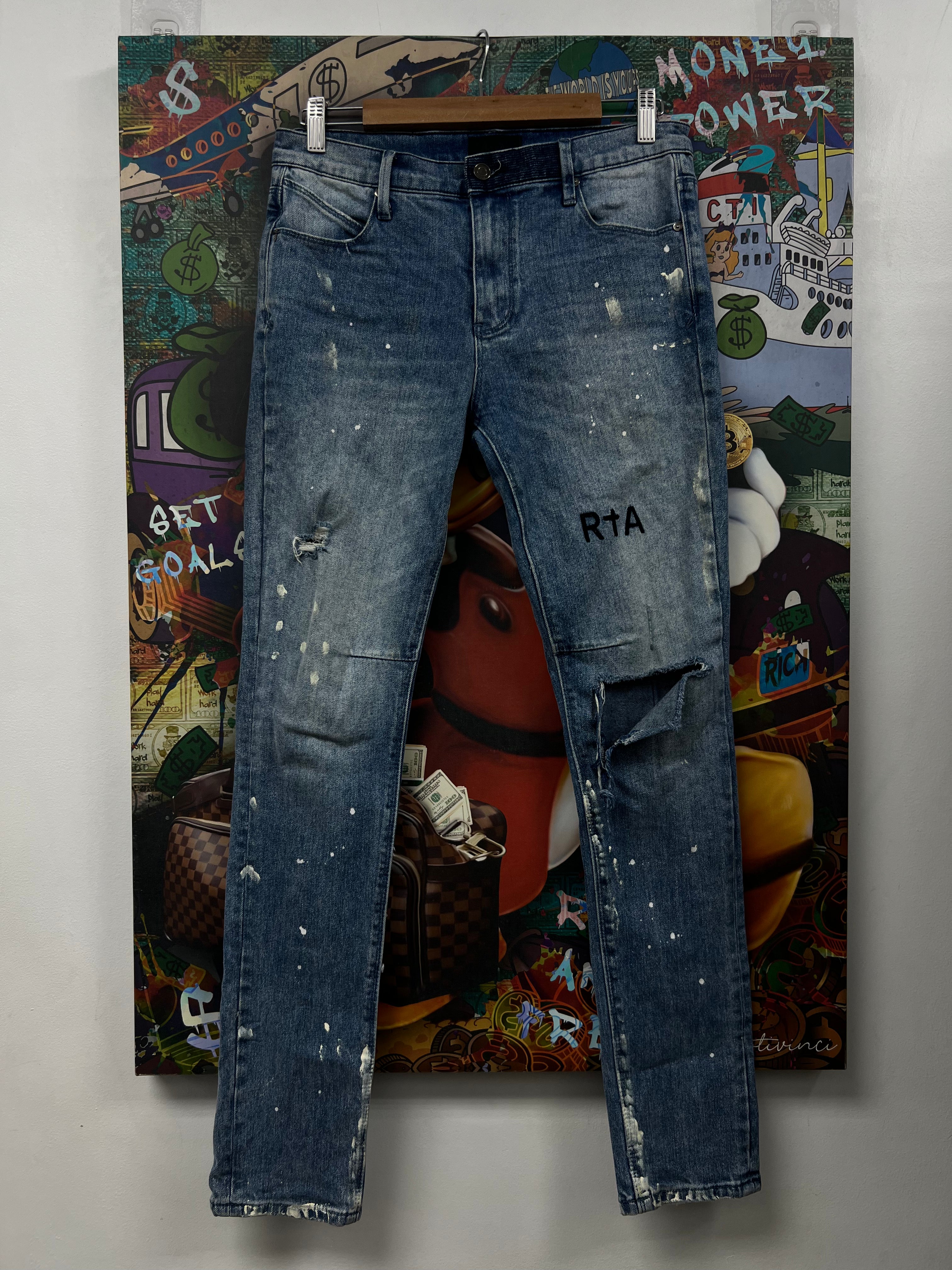 RTA Light Wash Splatter Jeans