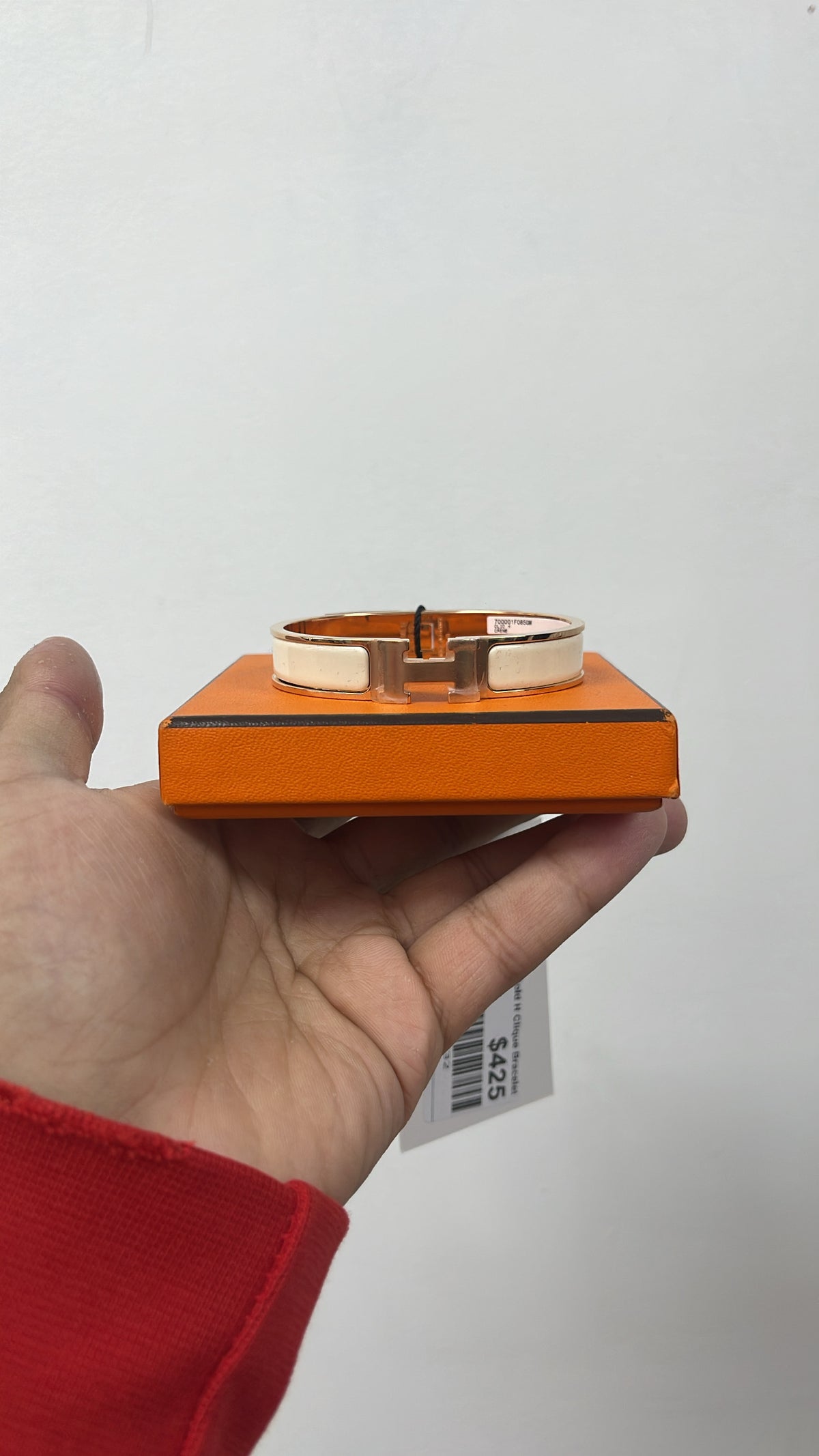 Hermes Rose Gold H Clique Bracelet