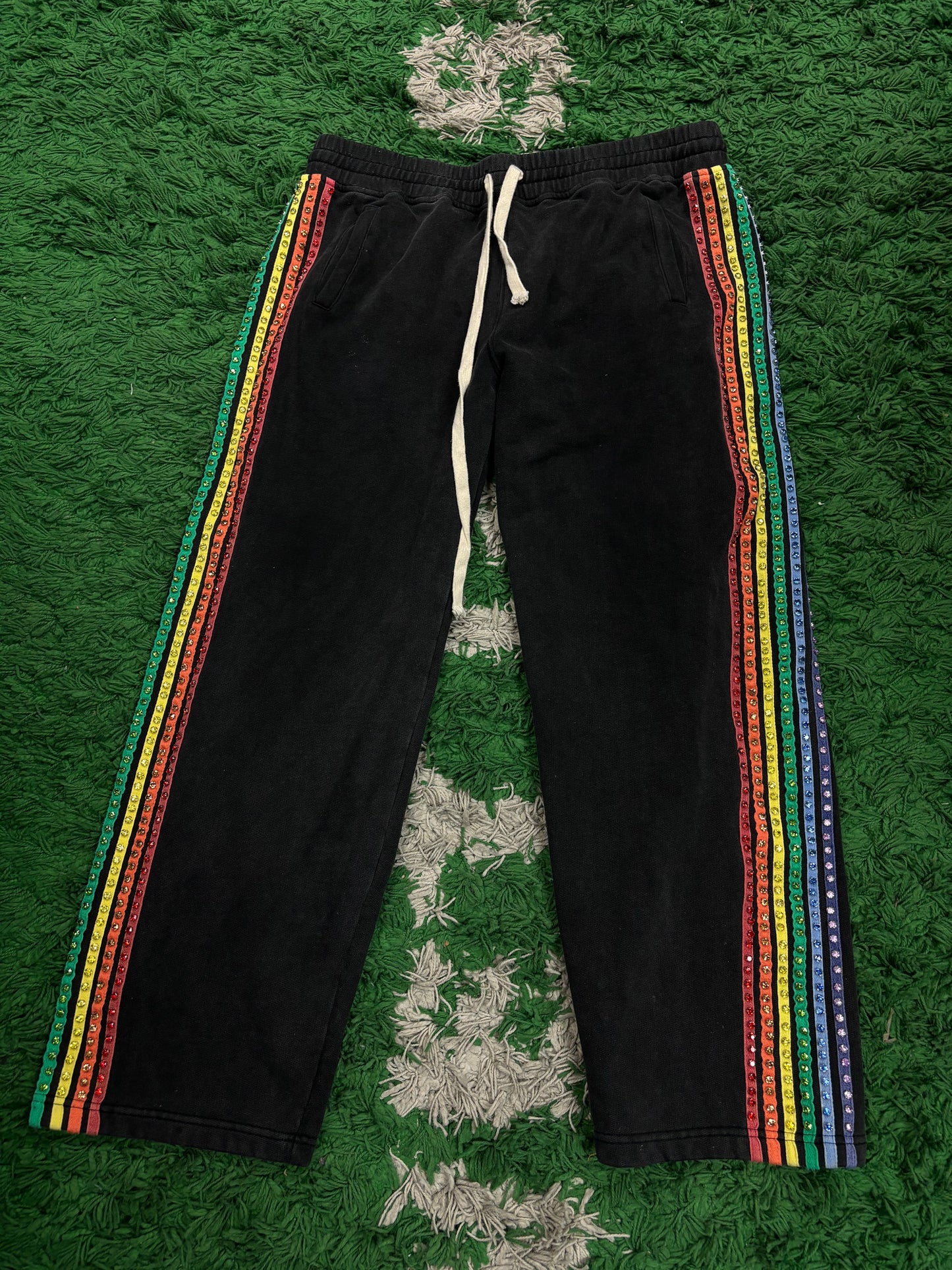 Vale Rhinestone Sweats Black Rainbow Used XL N/A