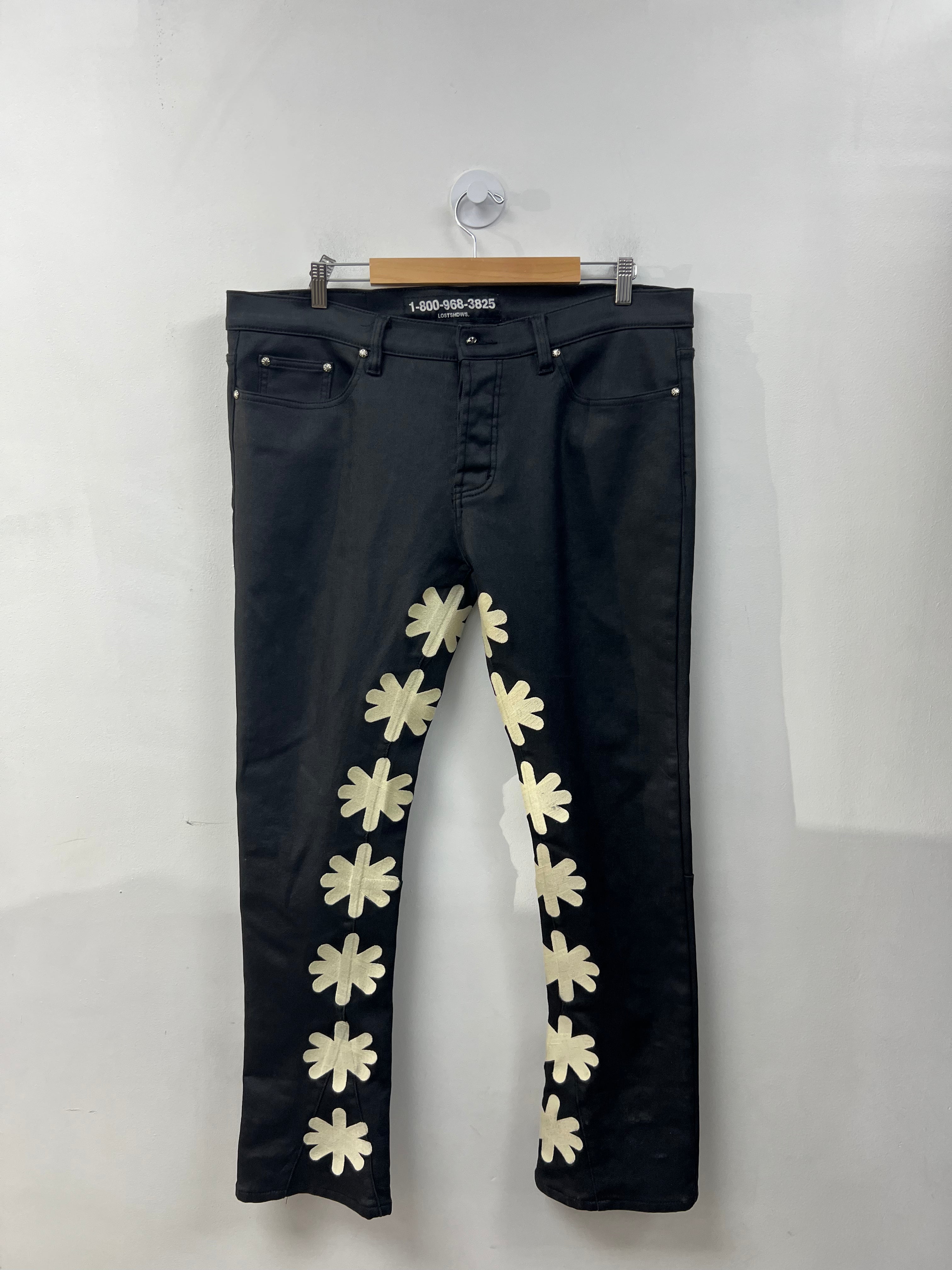 LOSTSHDWS Black Cream Waxed Jeans