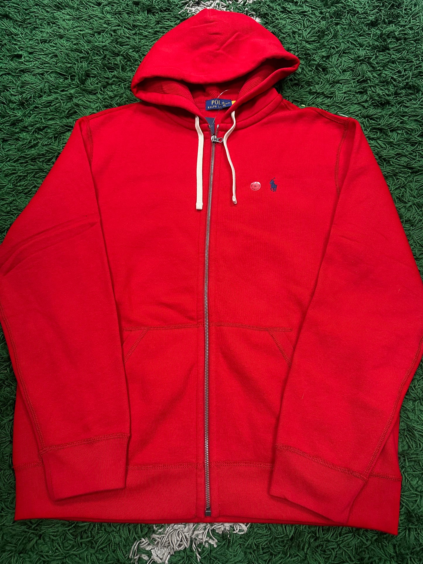 Polo Zip Up Red Navy New XL With Tags