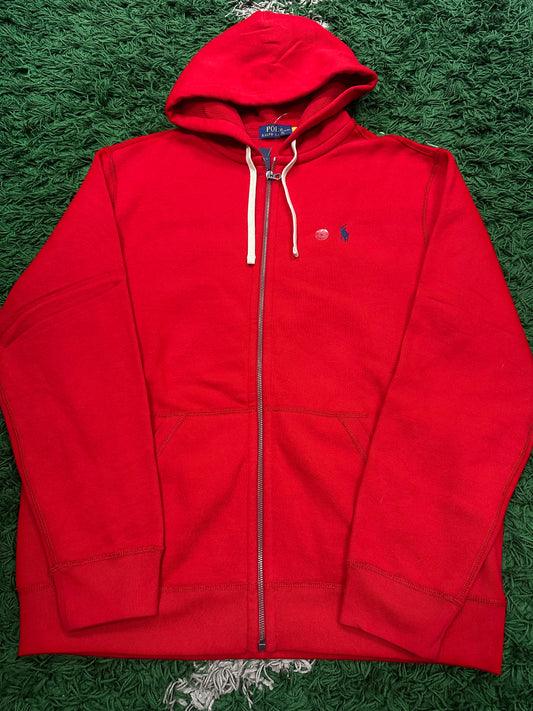 Polo Zip Up Red Navy New XL With Tags