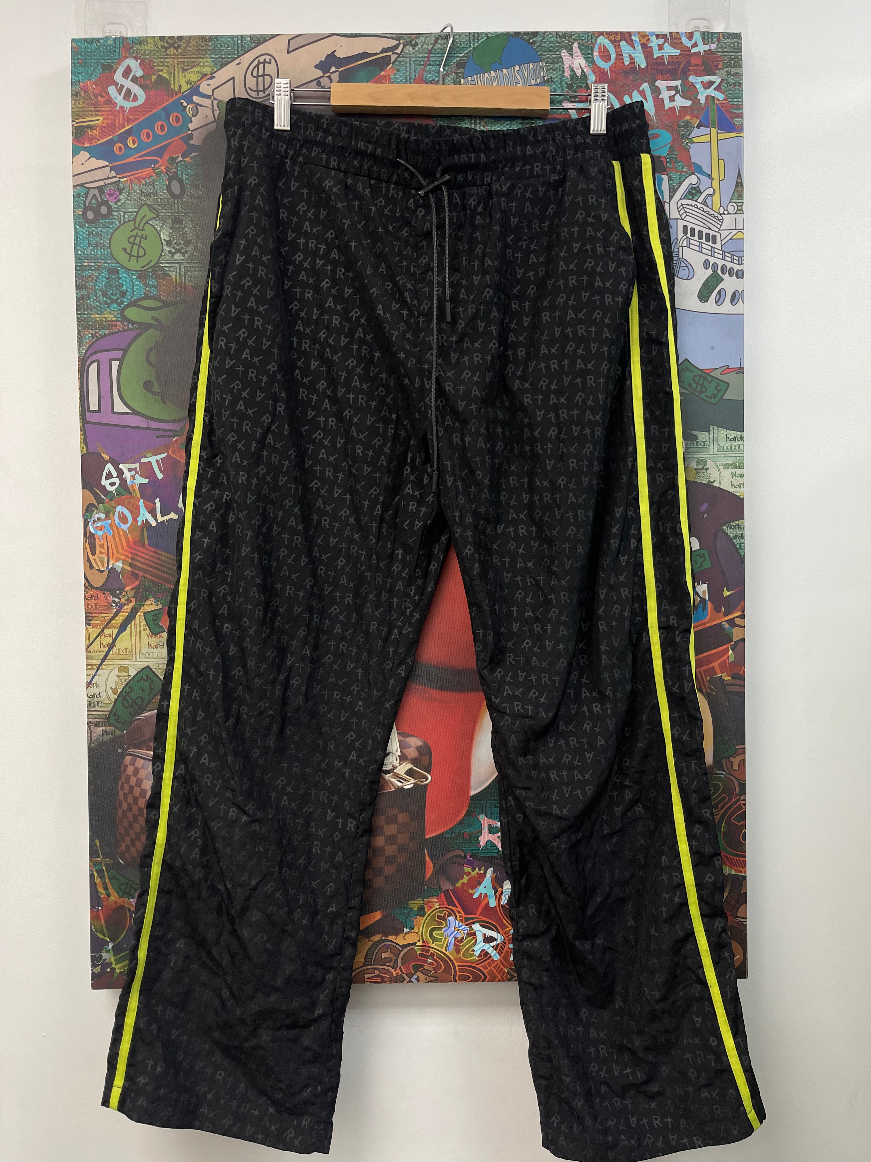 RTA All Over Logo Black Lime Pants