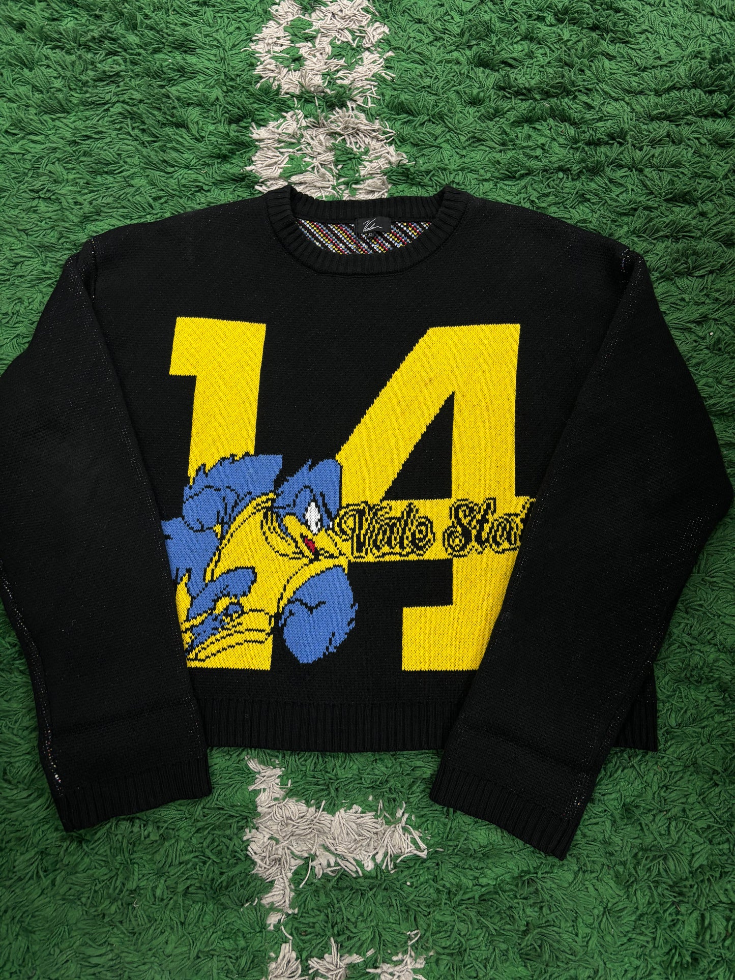 Vale Knit Sweater Black Yellow Blue Used XL N/A