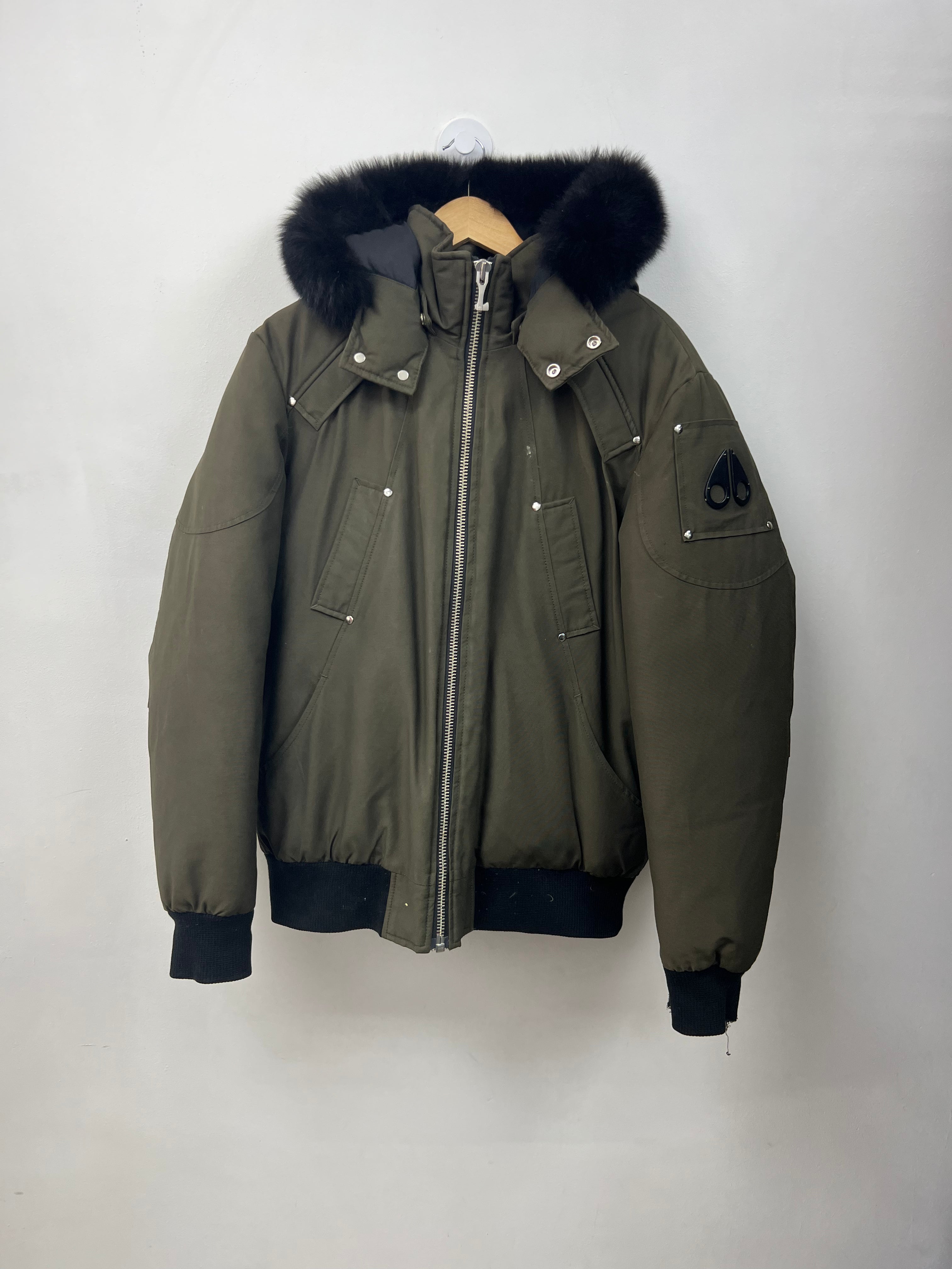 Moose Knuckles Olive Black Fur Parka Jacket