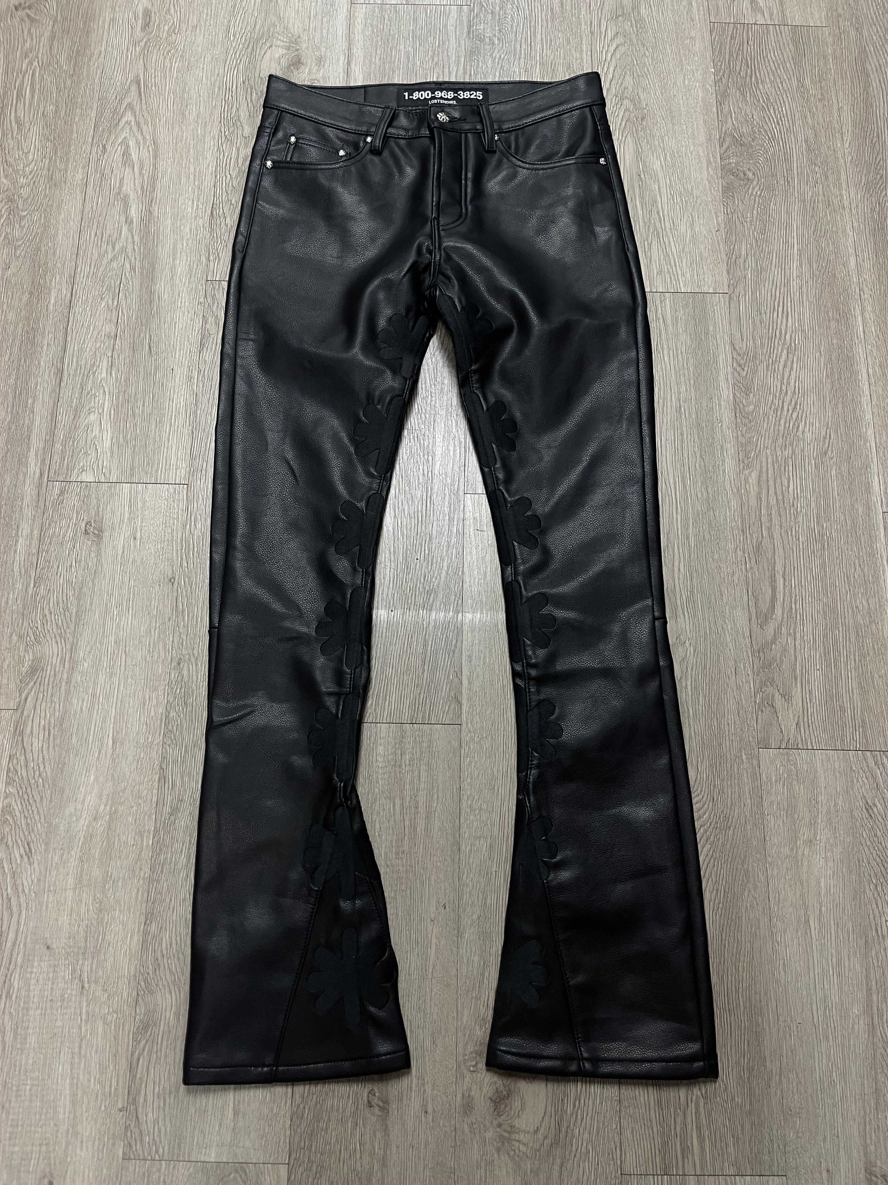 LOSTSHDWS Black Black Leather Jeans