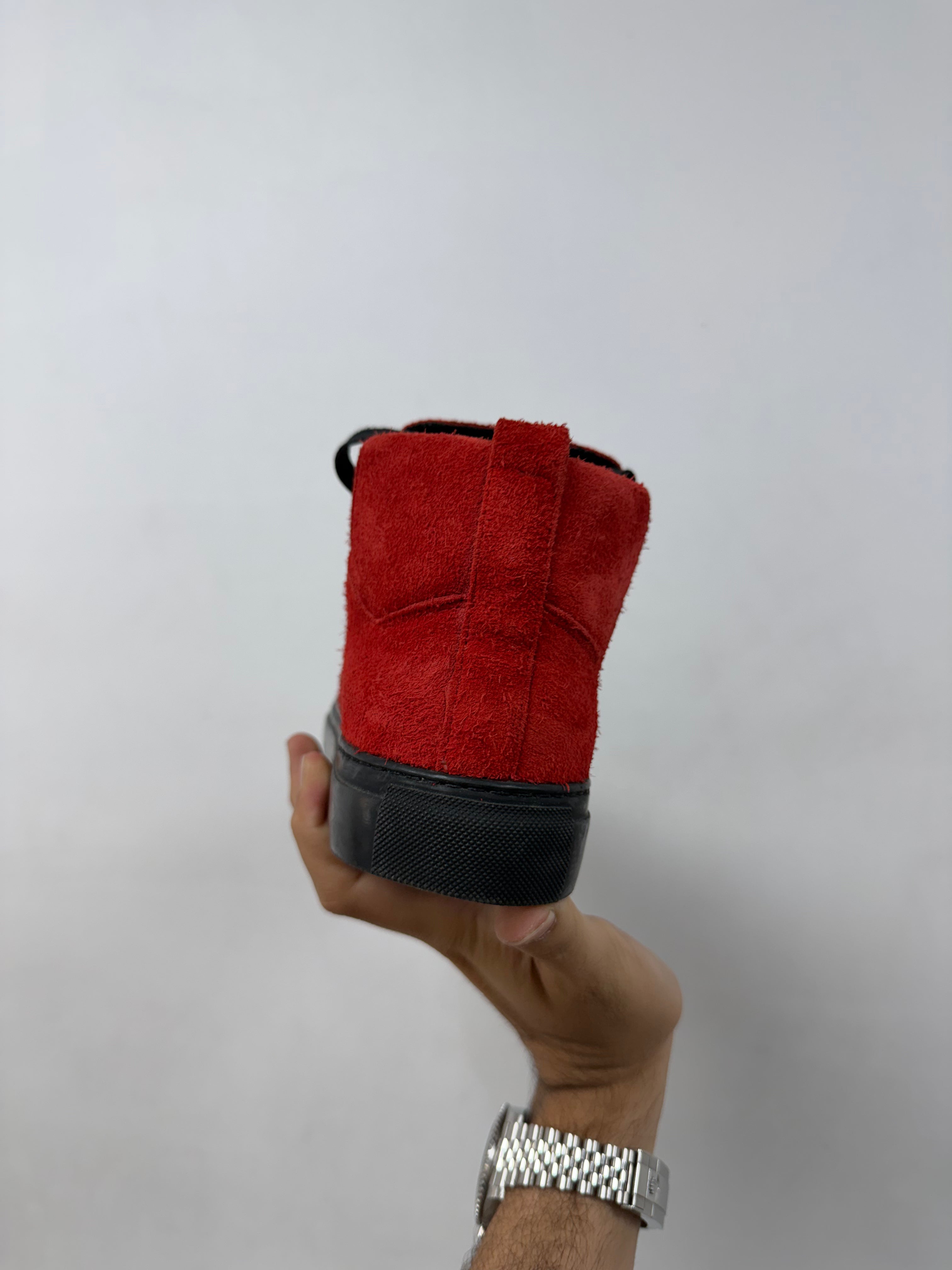Balenciaga Red Suede Arena Sneakers