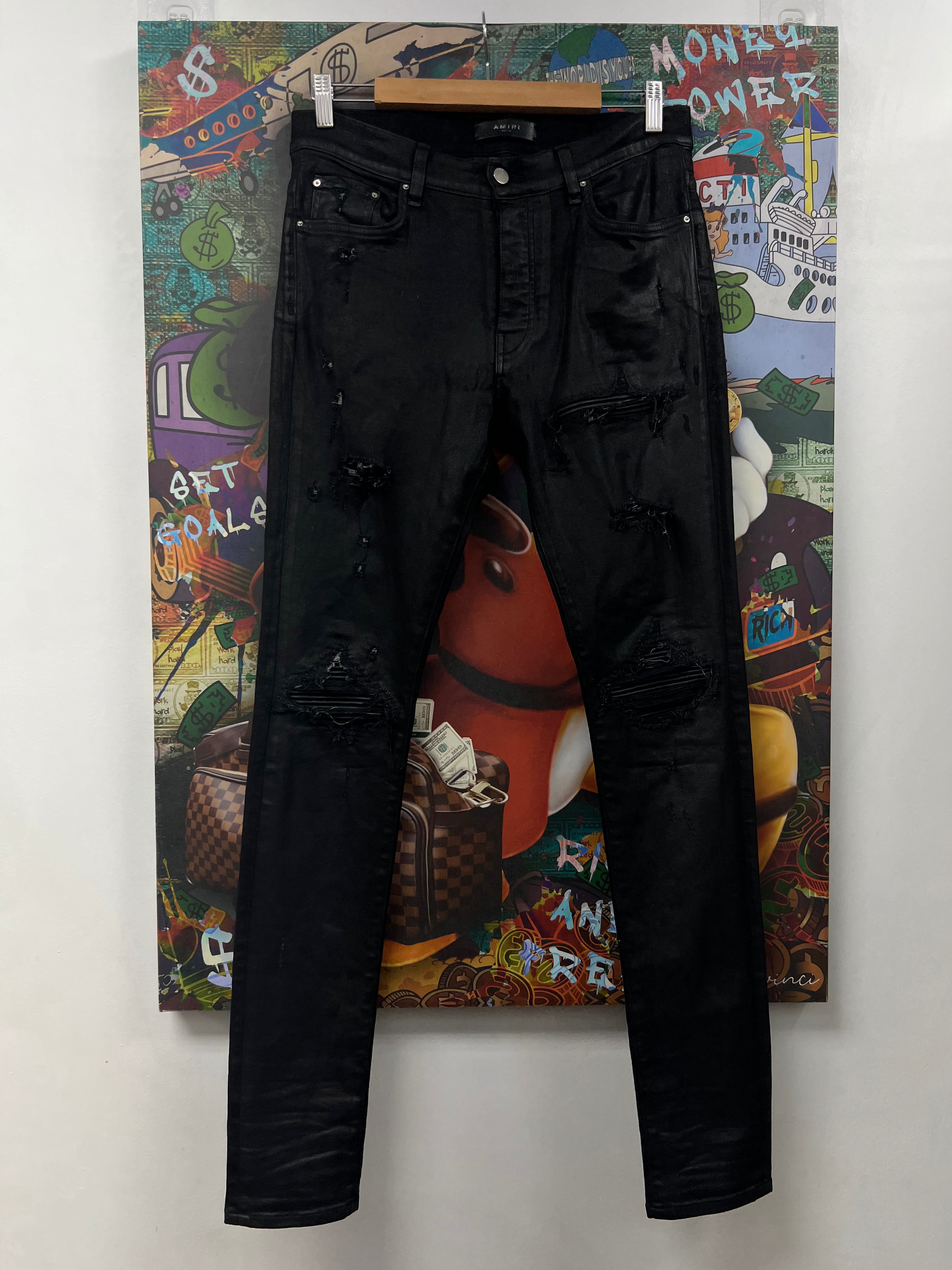 Amiri MX1 Black Black Wax Jeans