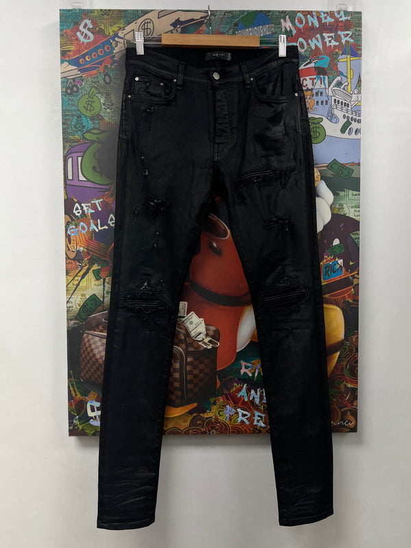Amiri MX1 Black Black Wax Jeans