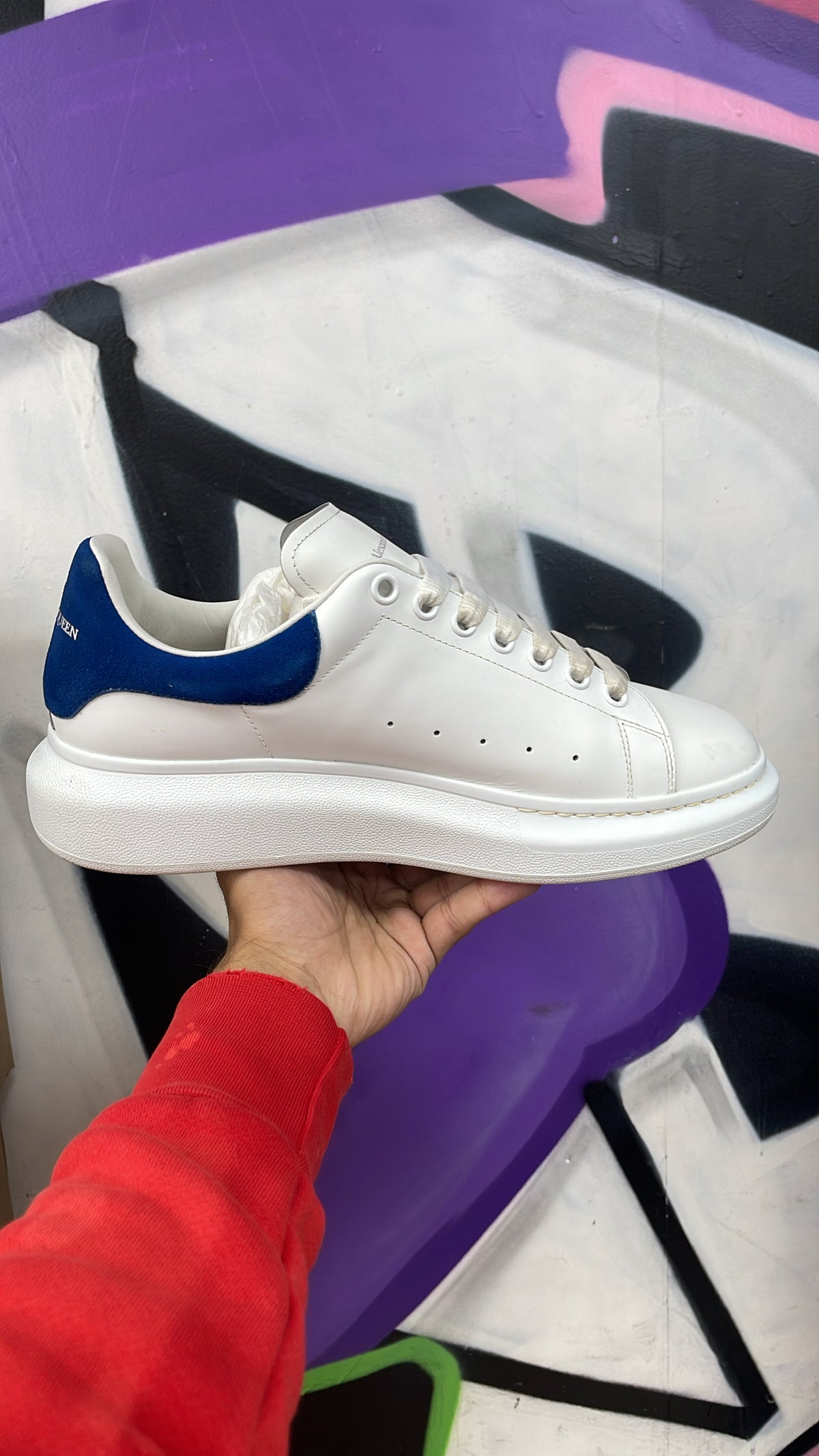Alexander McQueen White Blue Oversized Sneakers