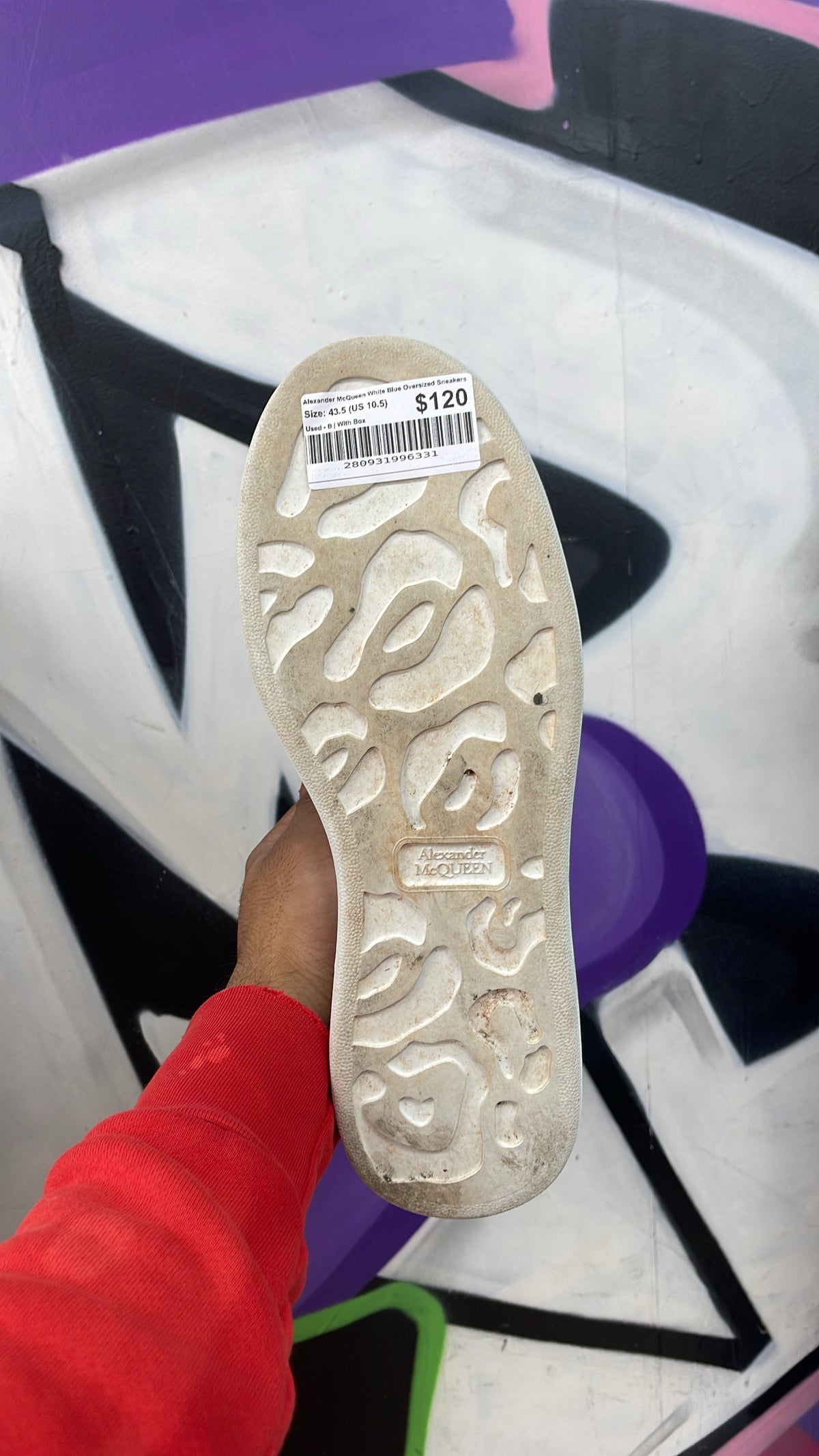 Alexander McQueen White Blue Oversized Sneakers