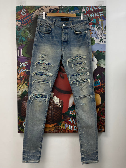 Amiri Thrasher Blue Plaid Jeans