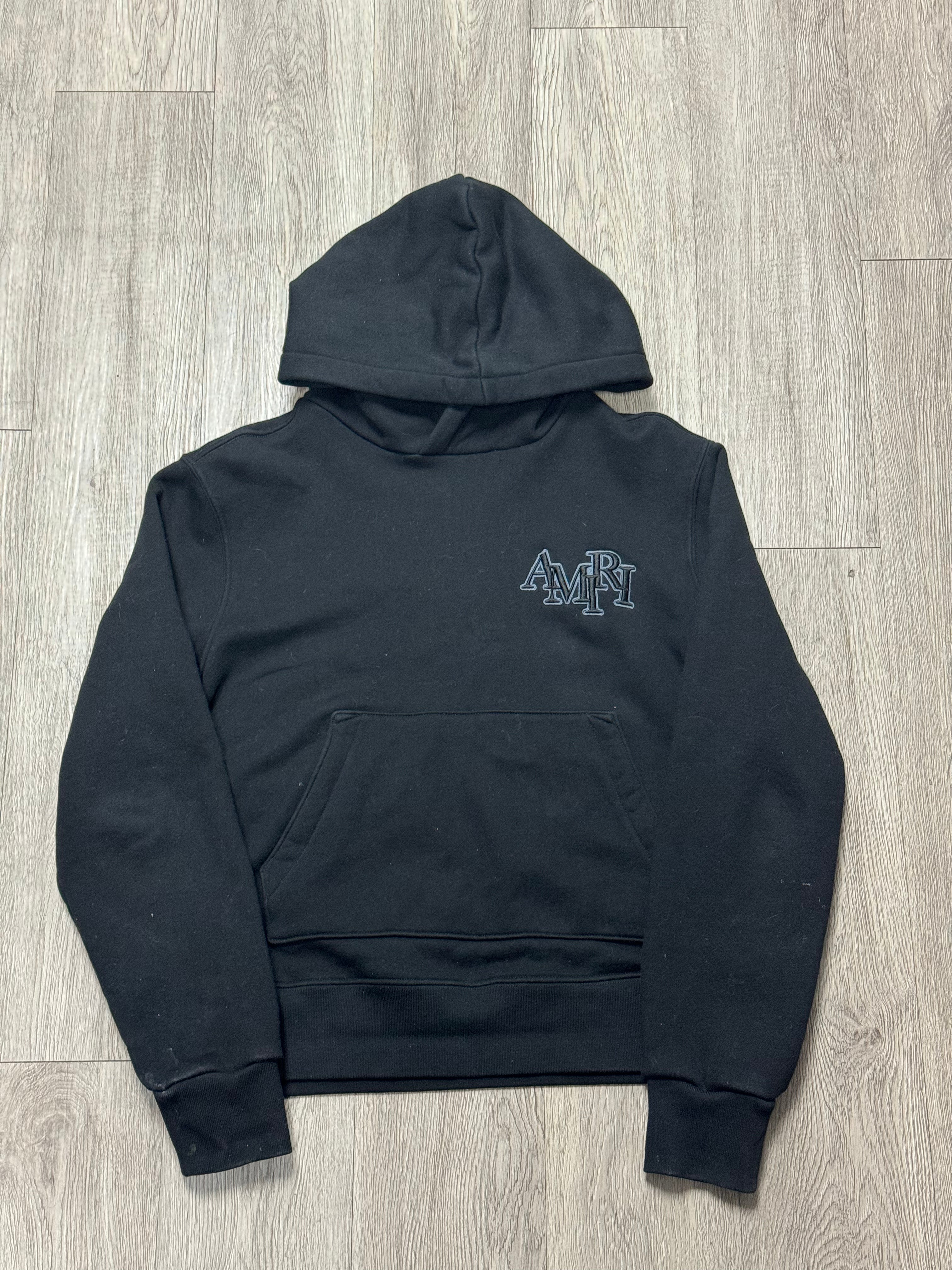 Amiri Black Tonal Staggered Logo Hoodie