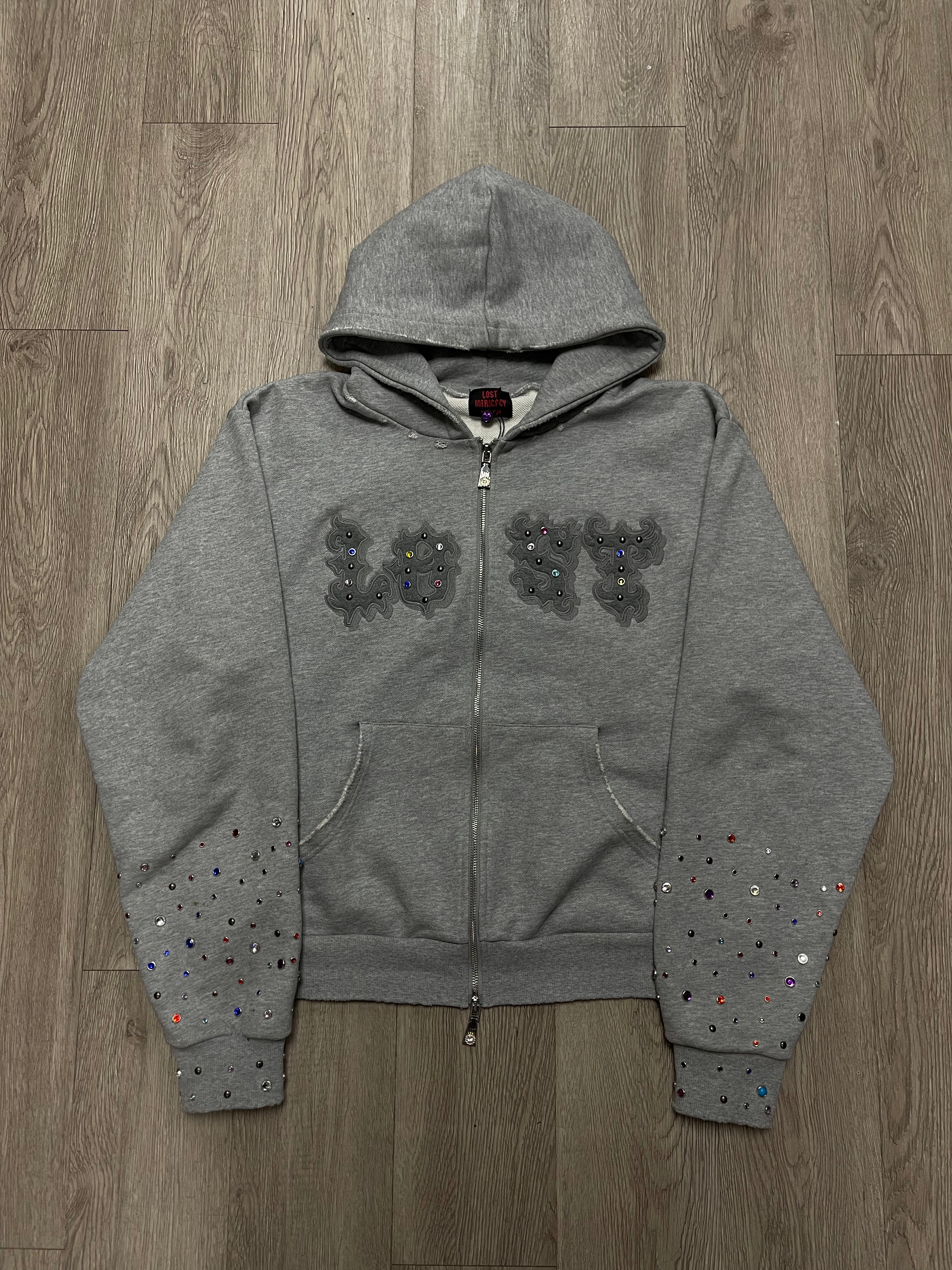 Lost Intricacy Grey Patch Zip Up