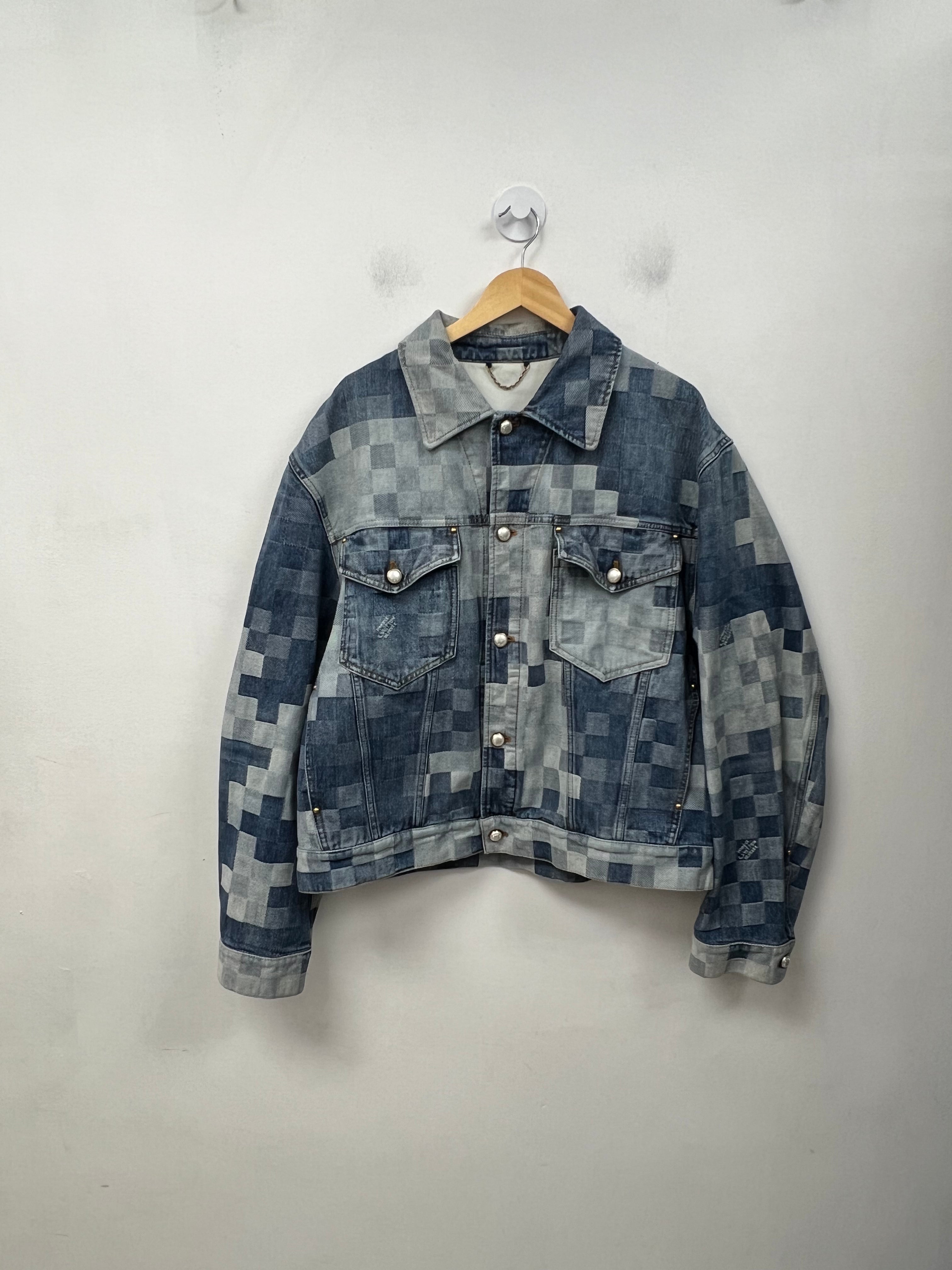 Louis Vuitton Light Wash Damier Marque Denim Jacket