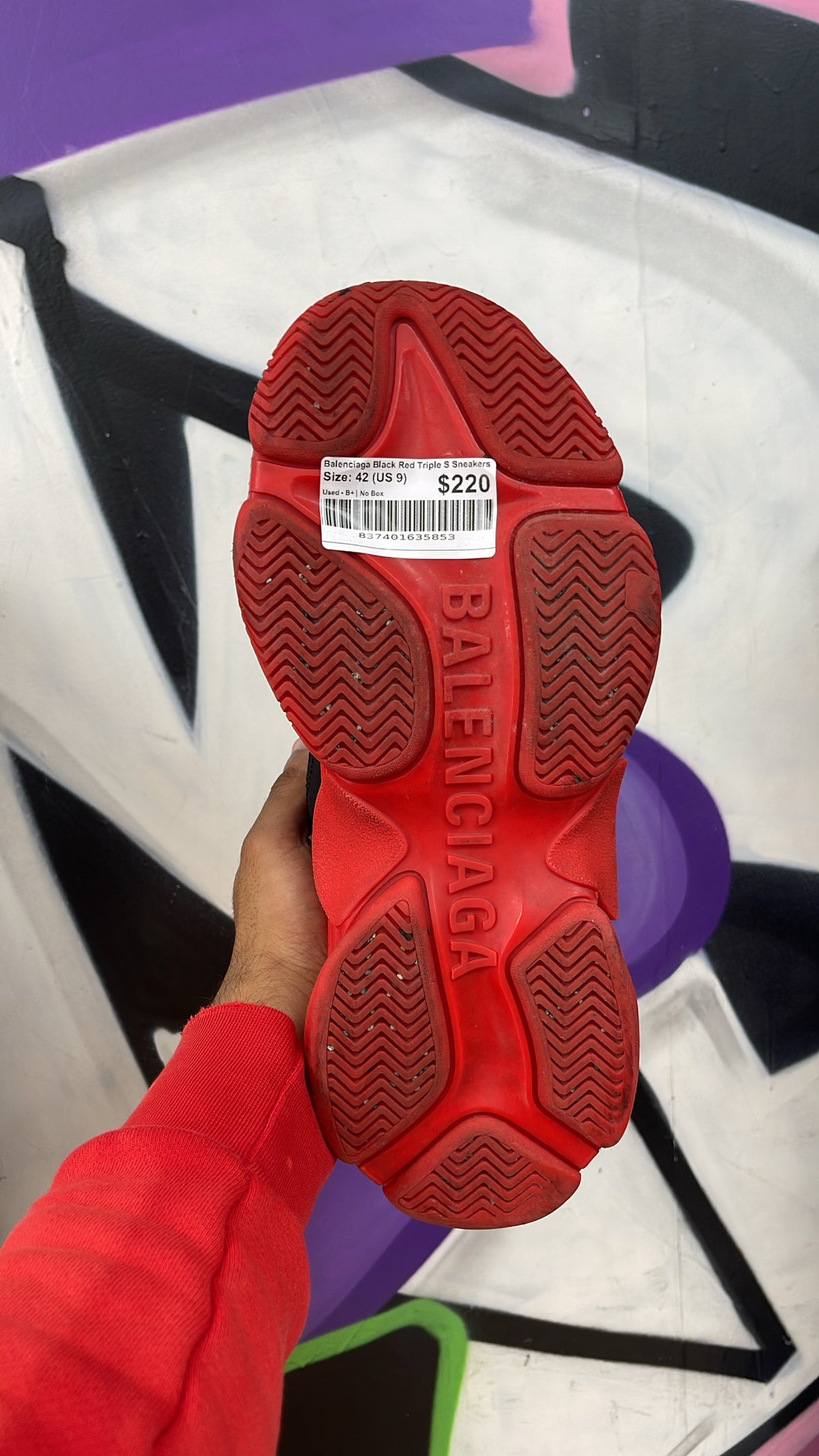 Balenciaga Black Red Triple S Sneakers