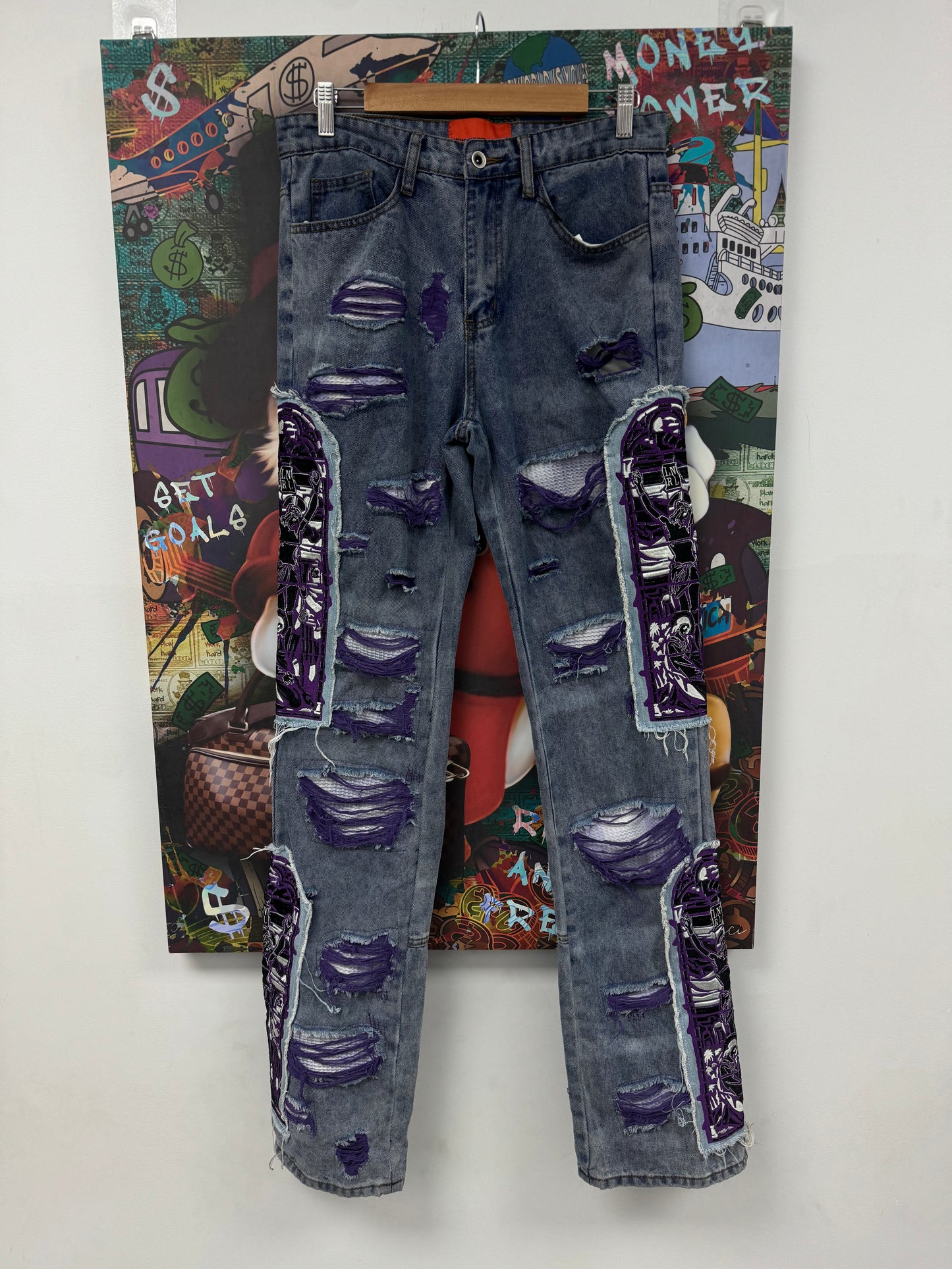 WDW Jeans Purple Stain Glass Used 30