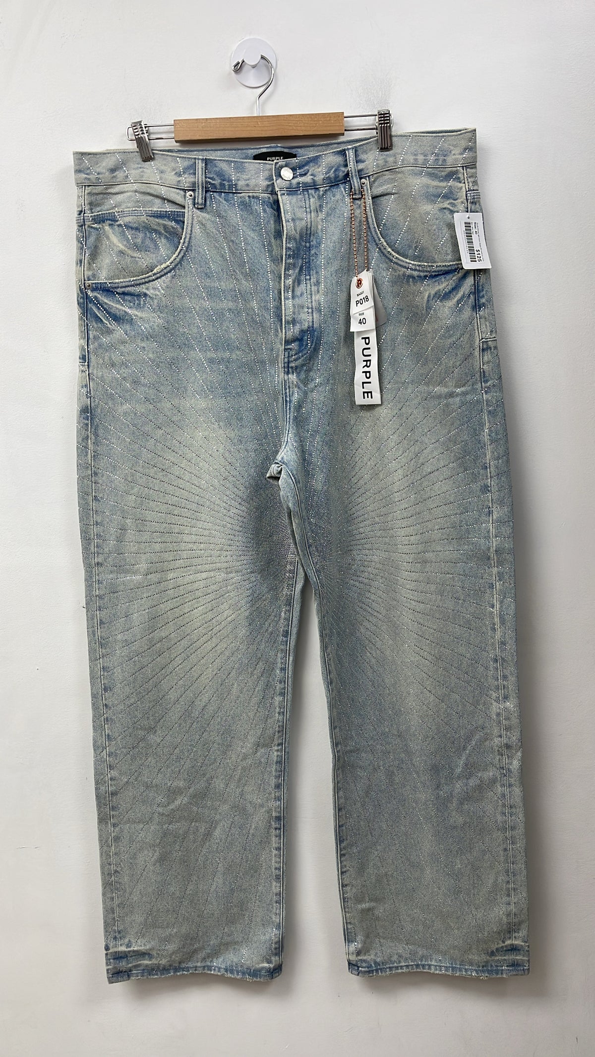 Purple Brand Light Wash Baggy Rhinestone Jeans