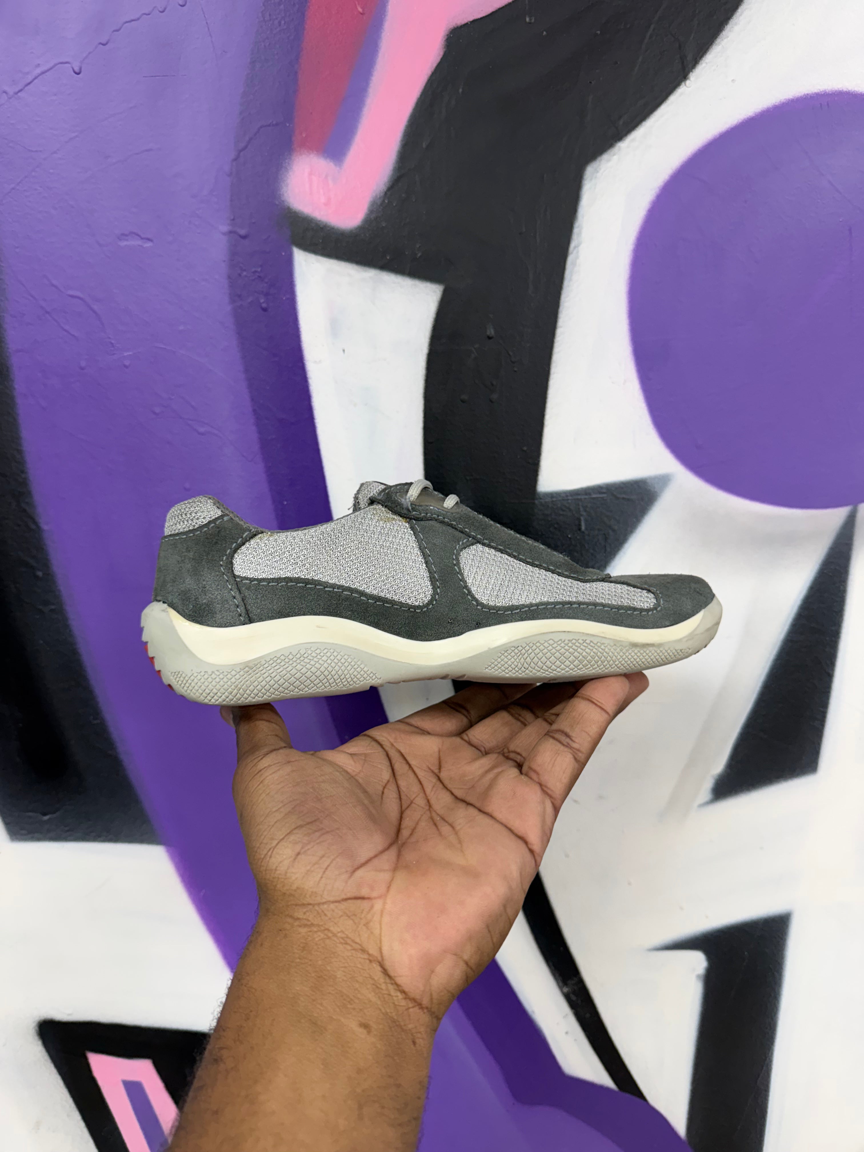 Prada Grey Suede Cup Sneakers