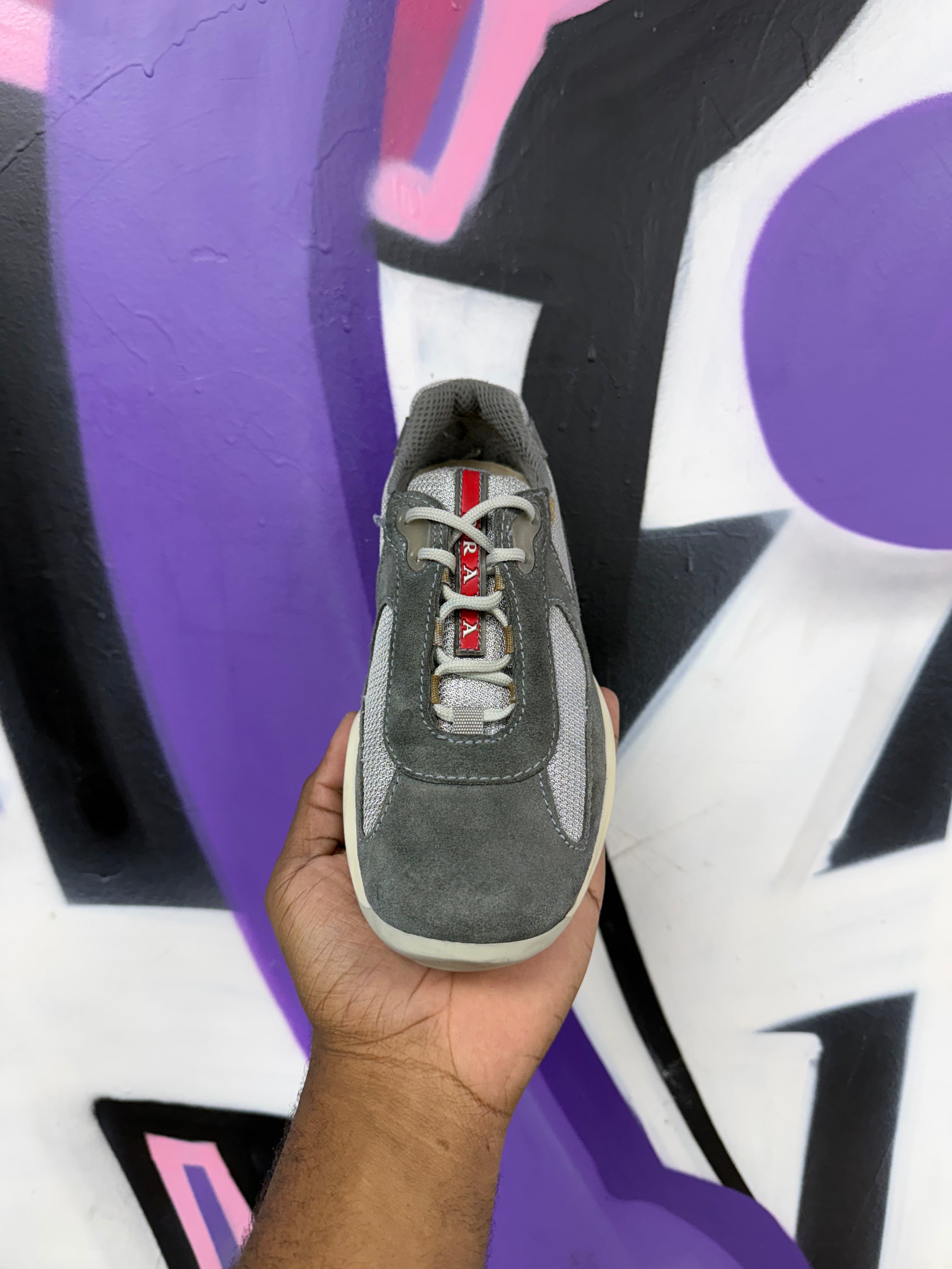Prada Grey Suede Cup Sneakers