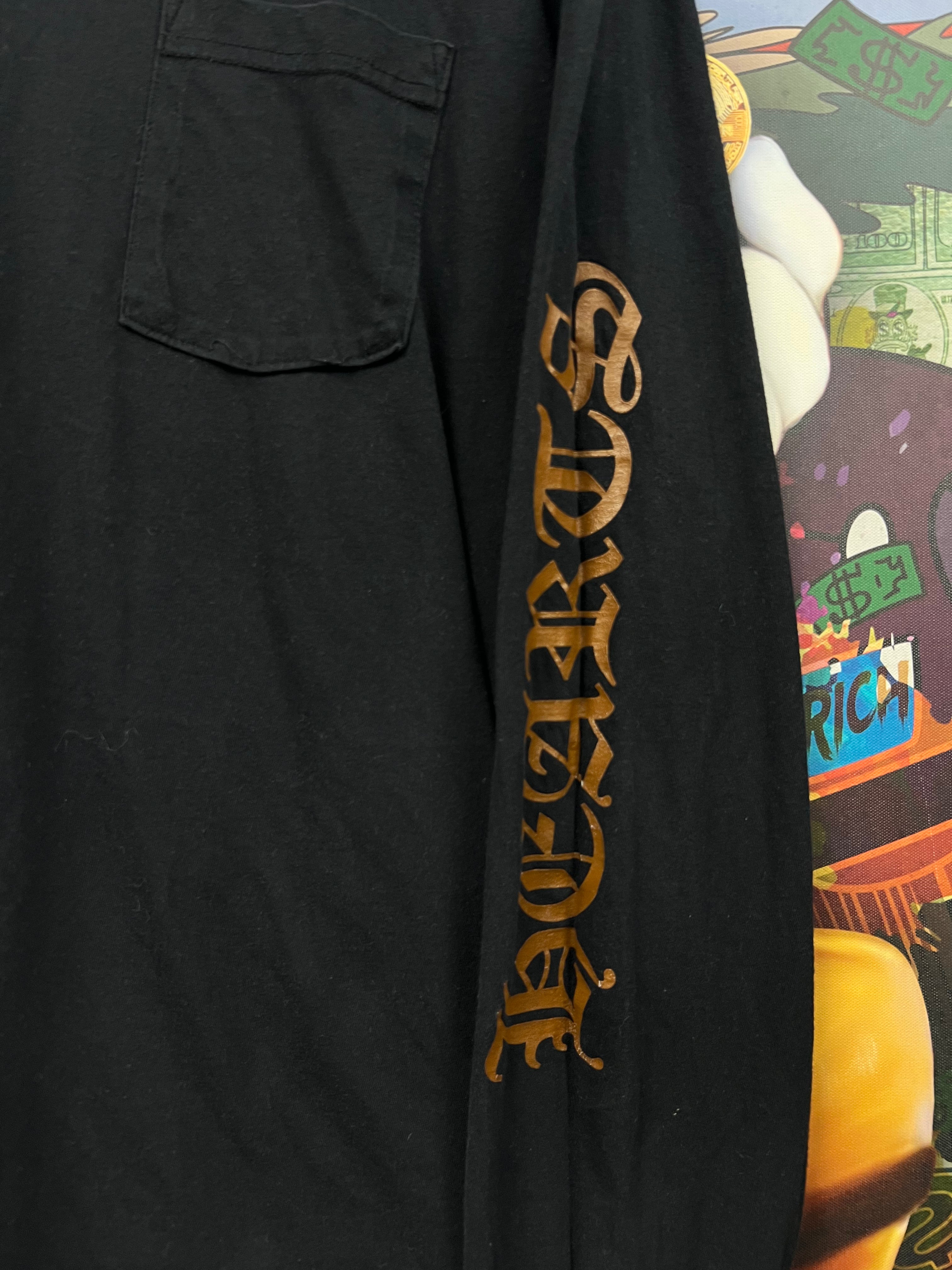 Chrome  Hearts Black Brown Neck Logo (Bleach Stain) Long Sleeve