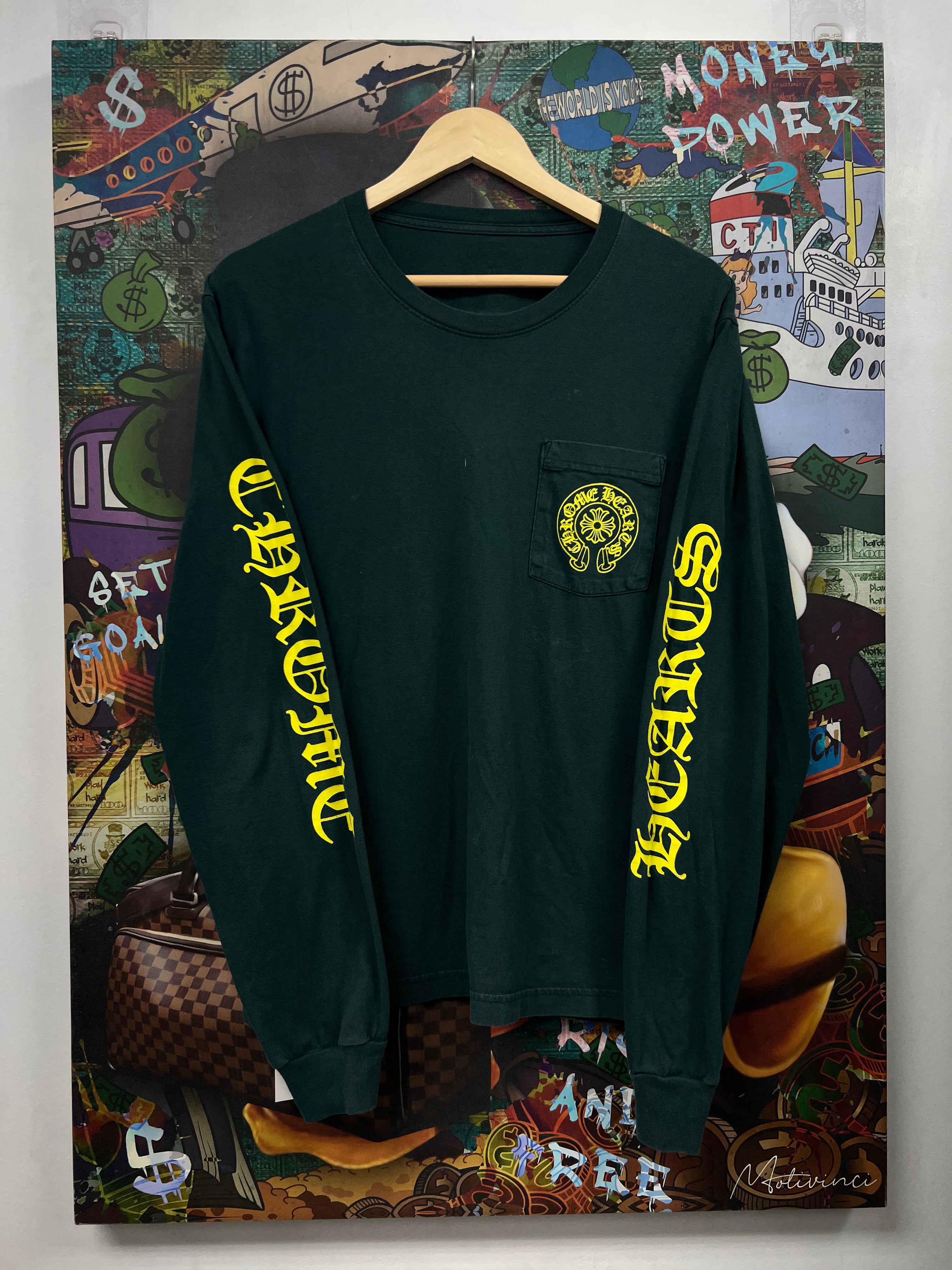 Chrome  Hearts Green Yellow Horsesoe Long Sleeve
