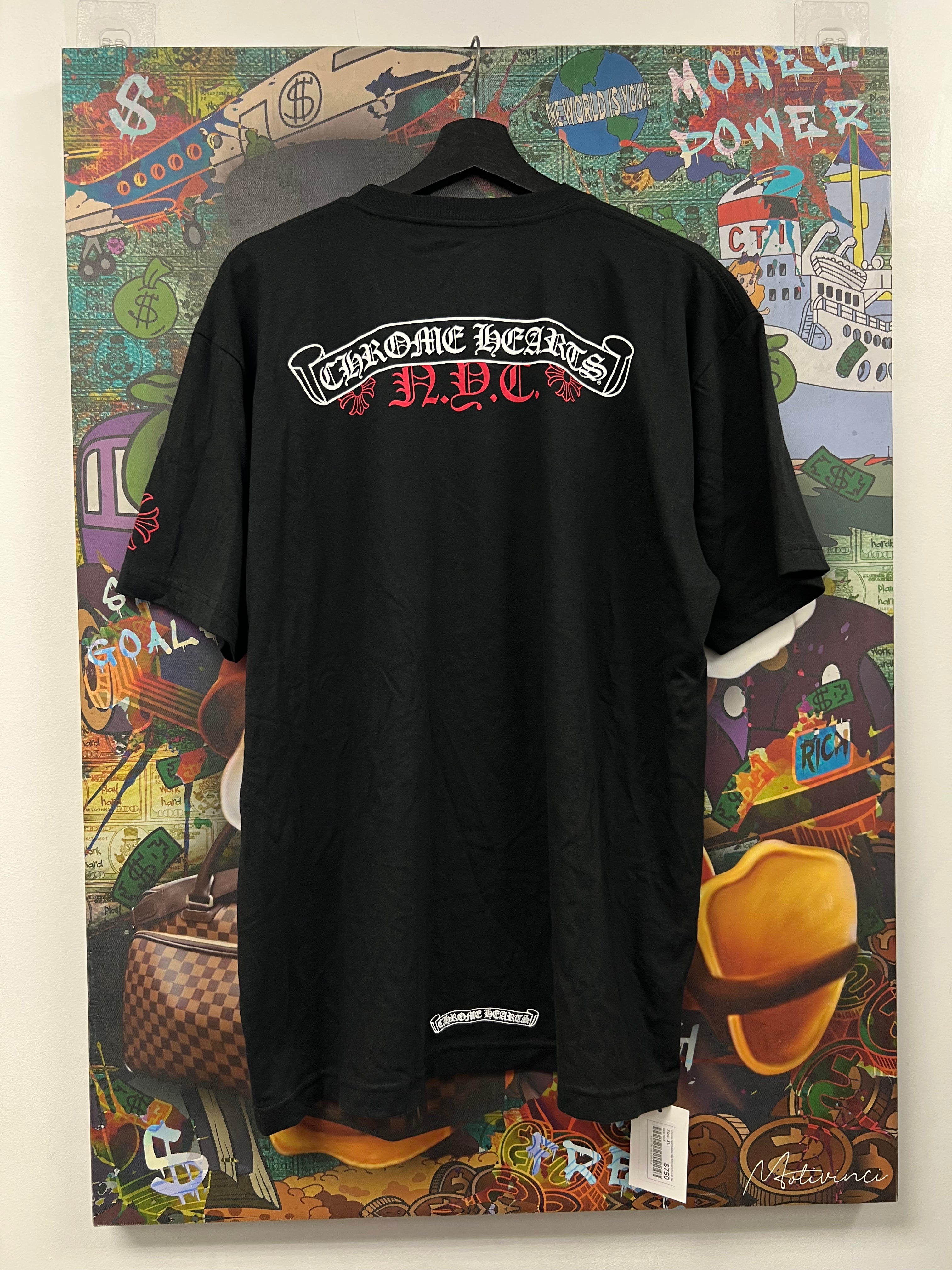 Chrome Hearts Black Red NYC Scroll Logo Tee