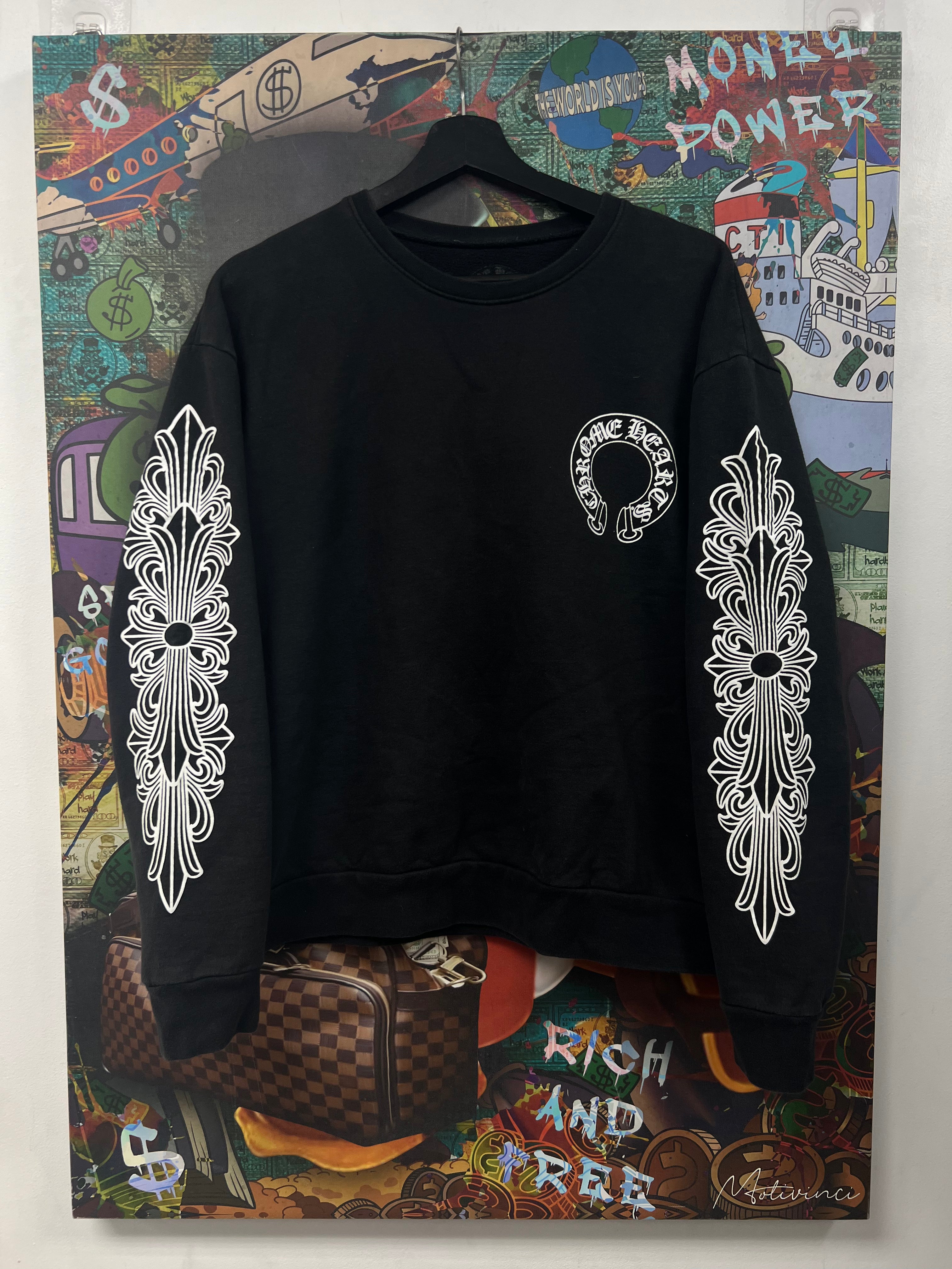 Chrome Hearts Black Floral Horseshoe Crewneck