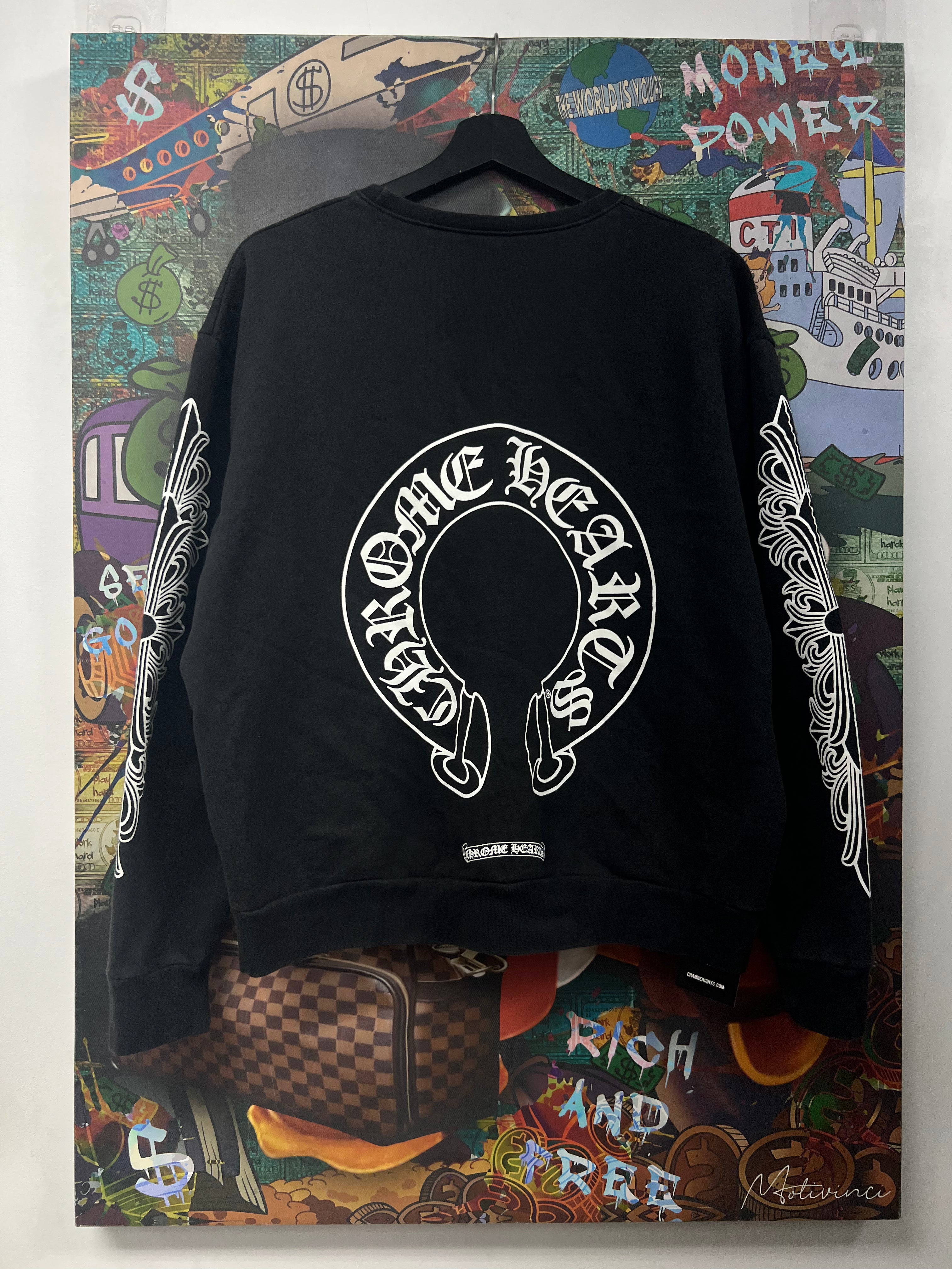Chrome Hearts Black Floral Horseshoe Crewneck