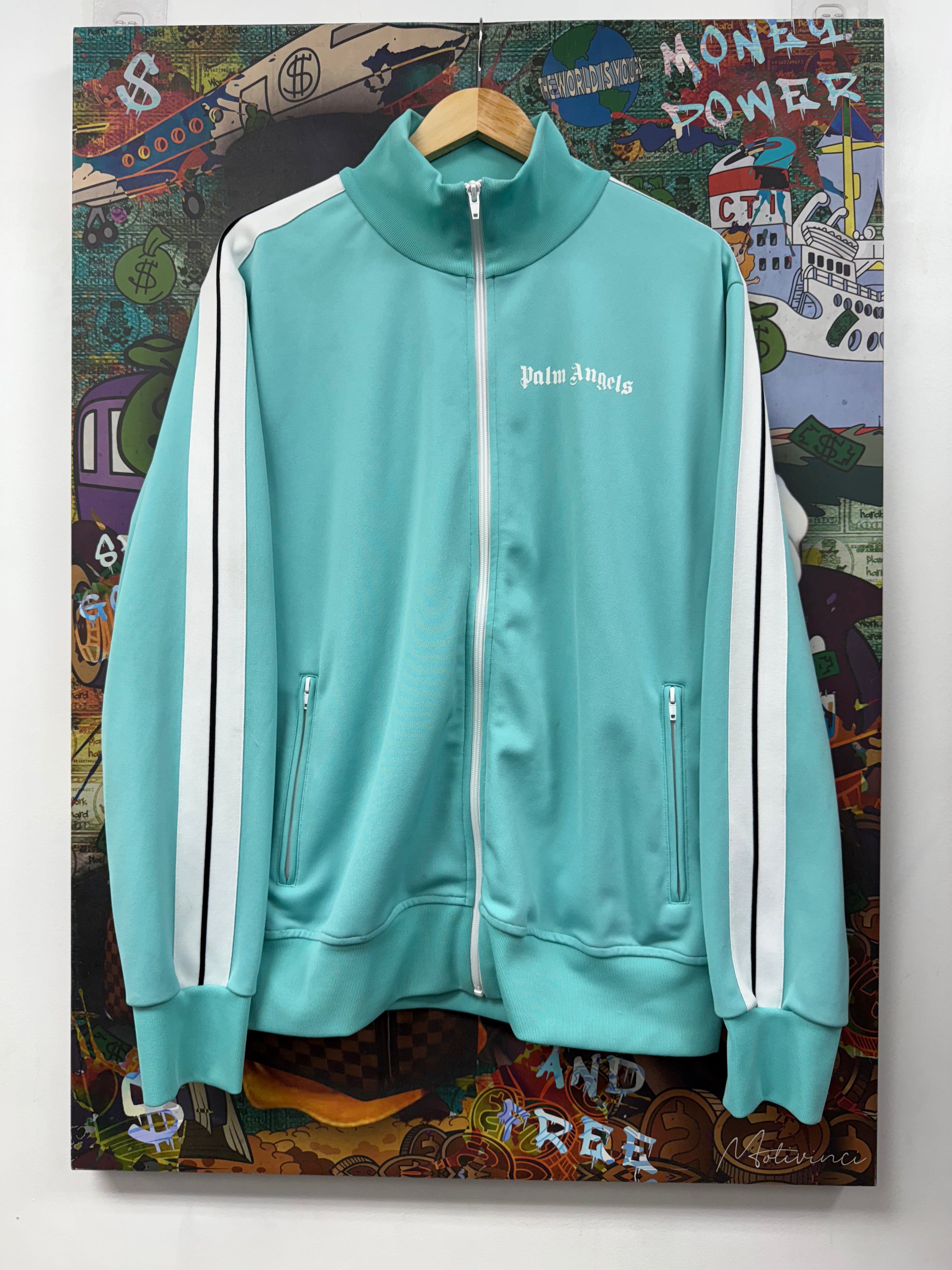 Palm Angels TIffany Blue Striped Track Jacket