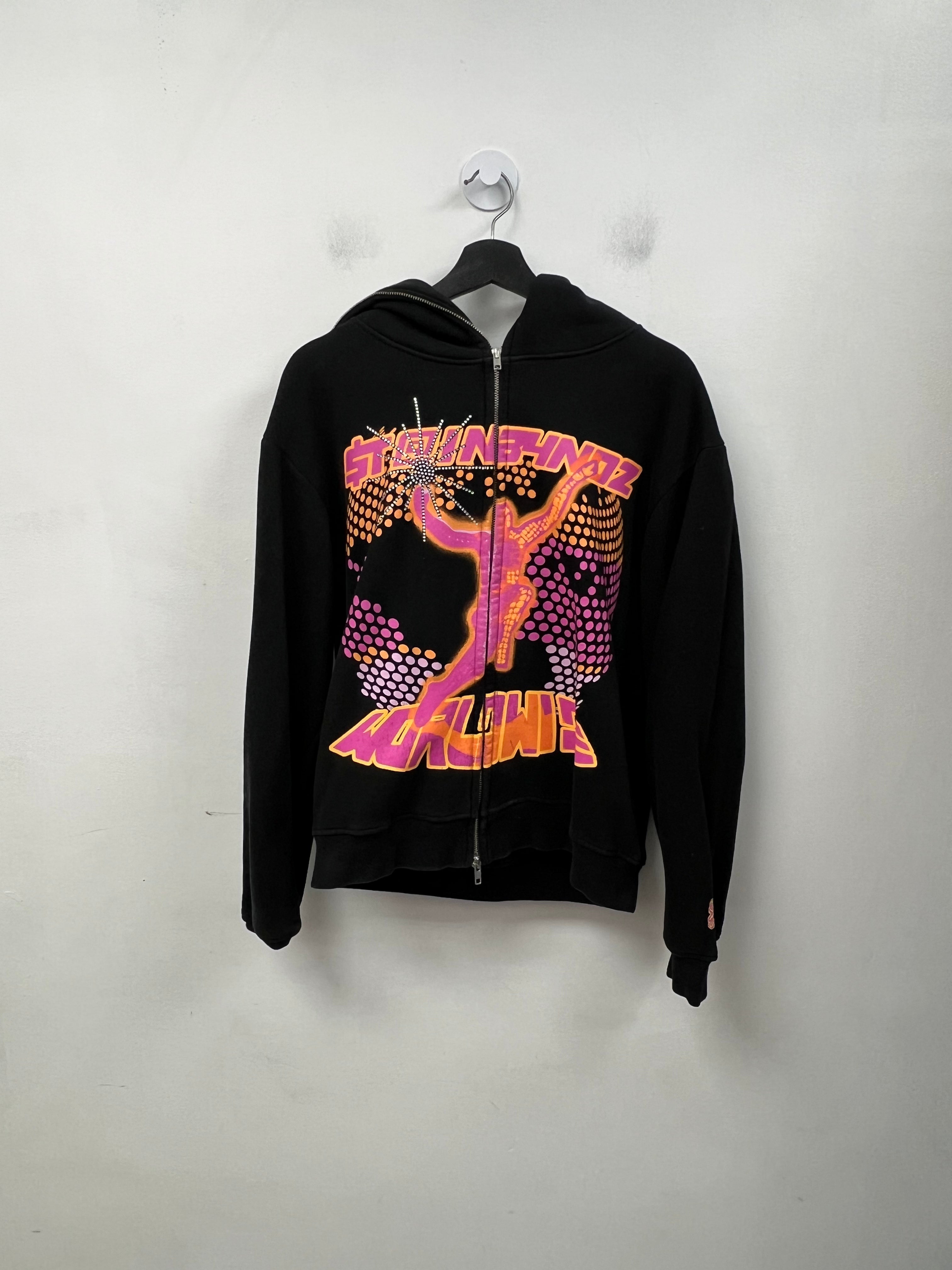 SB Studios Black Pink Orange Rhinestone Zip Up