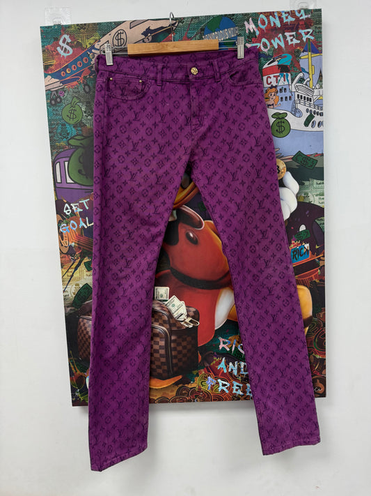 LV Purple Monogram Jeans  Used 30 N/A