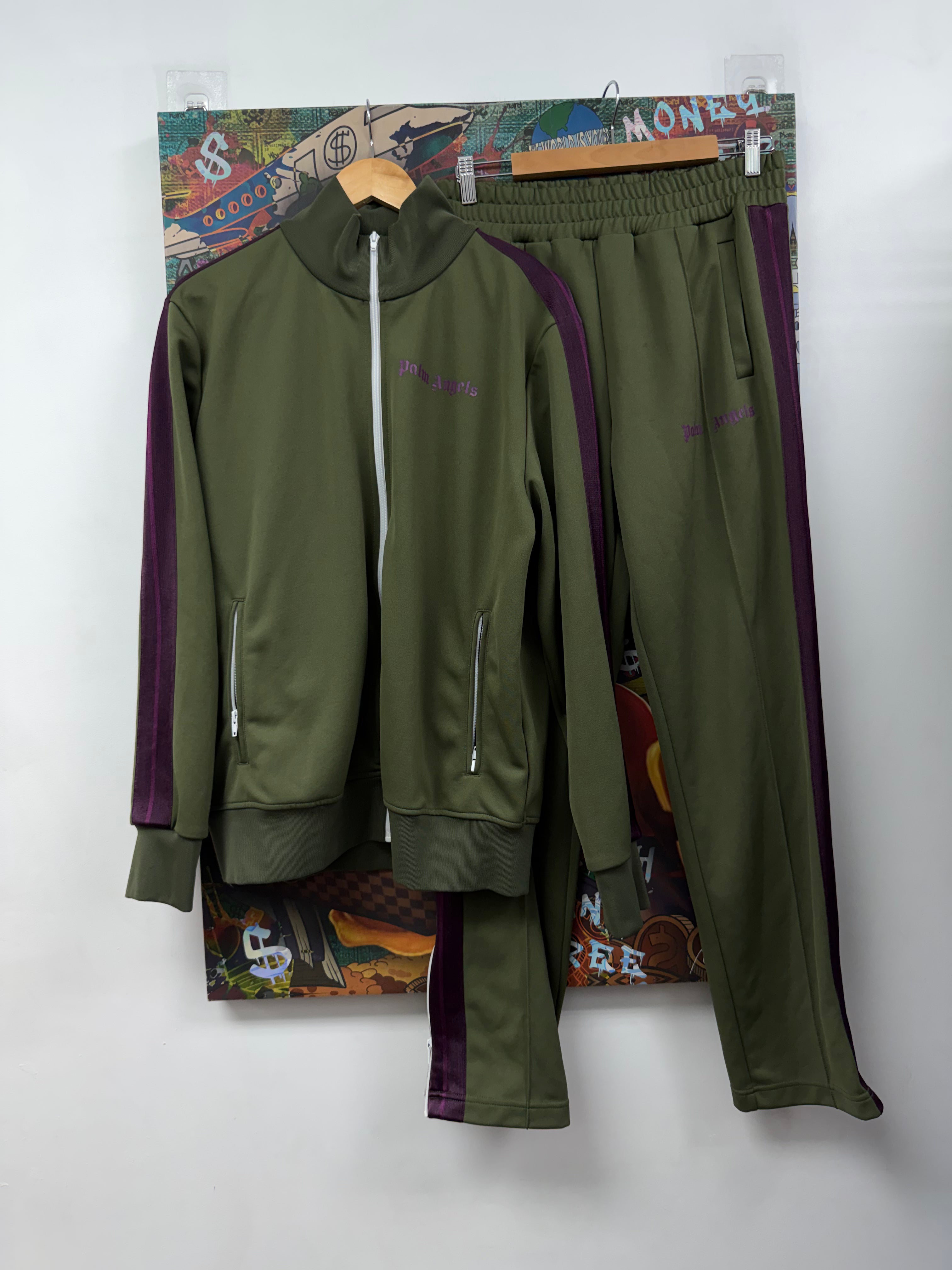 Palm Angels Olive Purple Sweatsuit