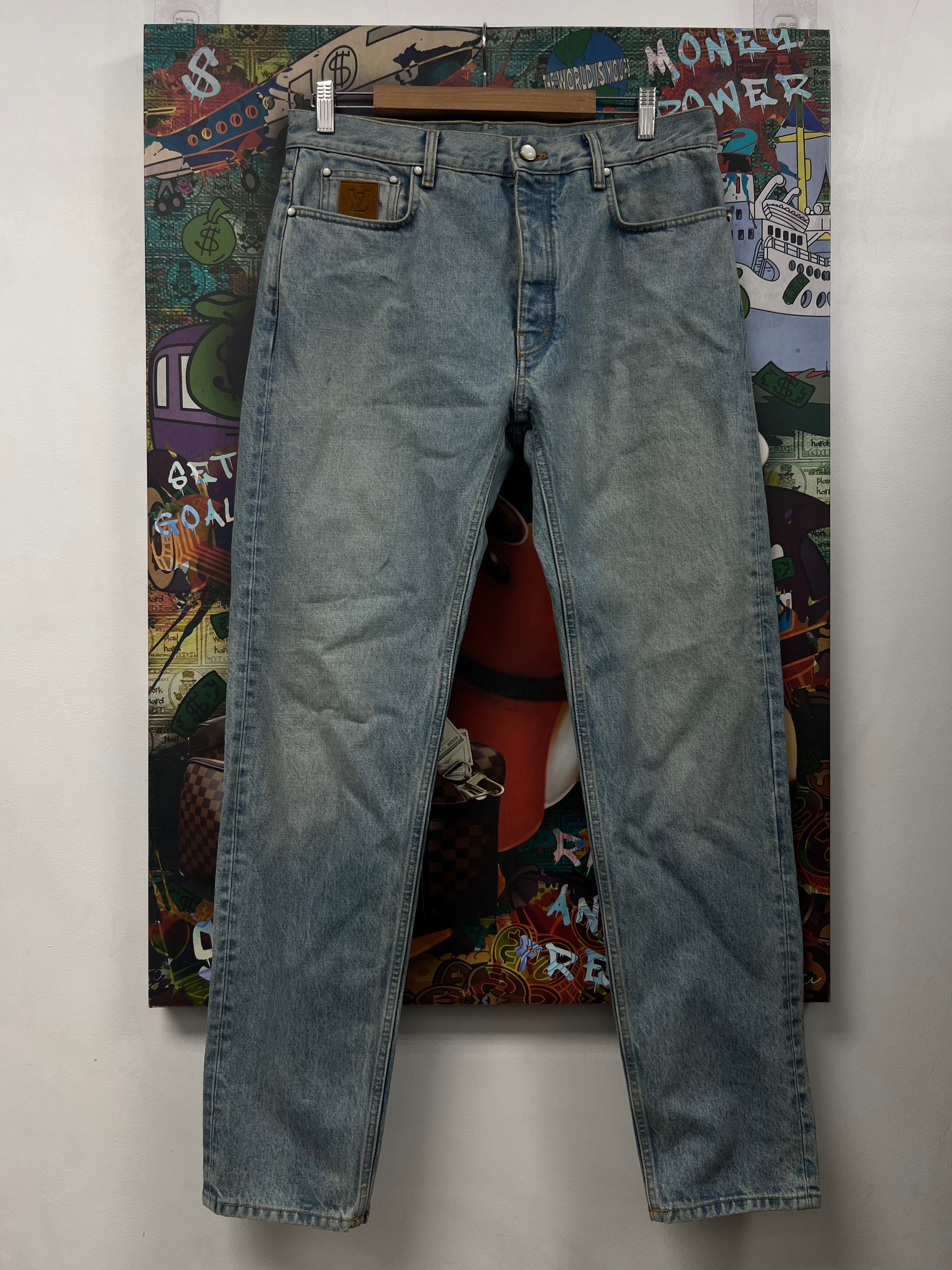 Louis Vuitton Light Wash Back Pocket Logo Jeans