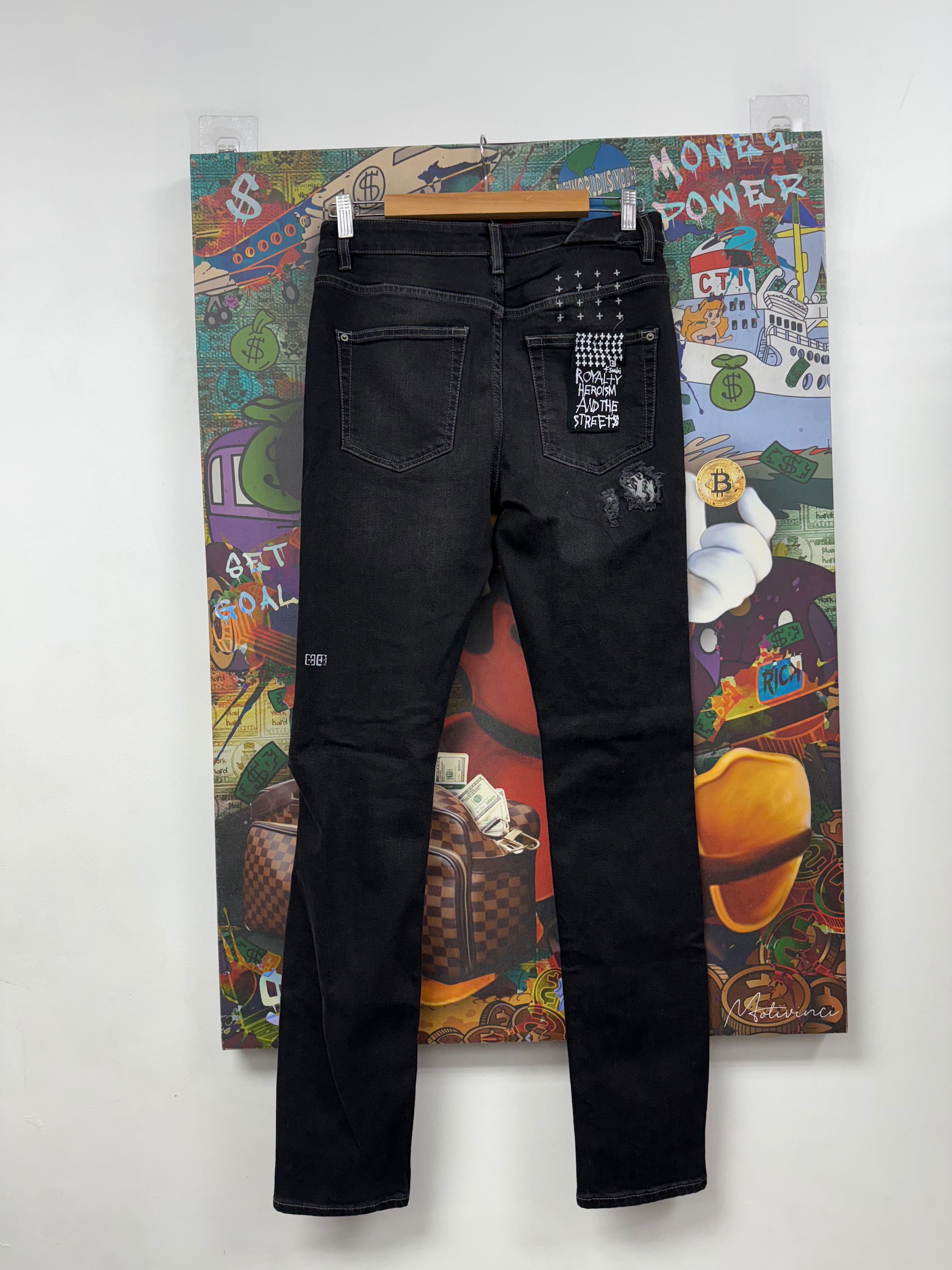 Ksubi Black Wash Leopard Patchwork Jeans