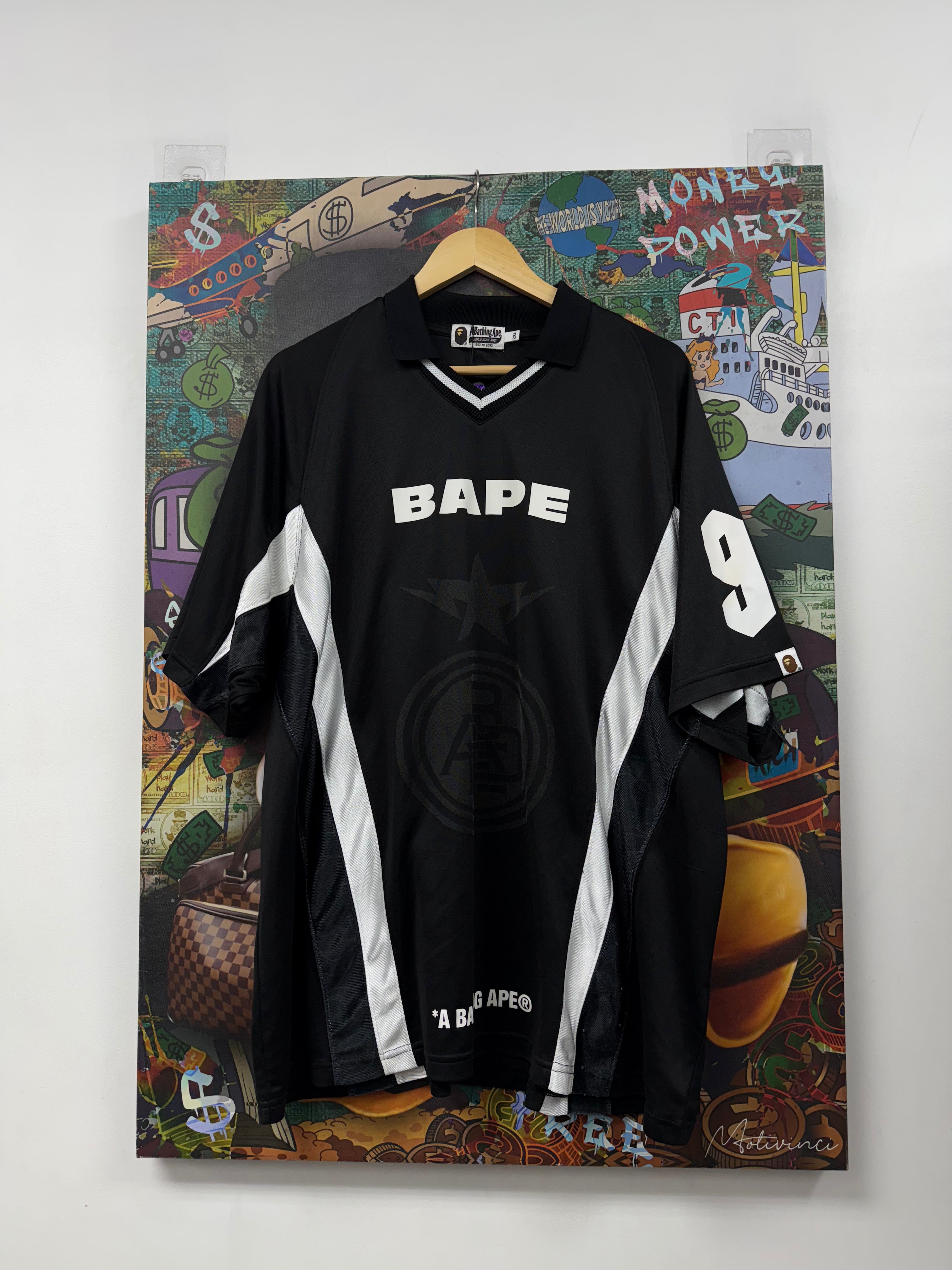 Bape Black Relaxed Soccer Jersey