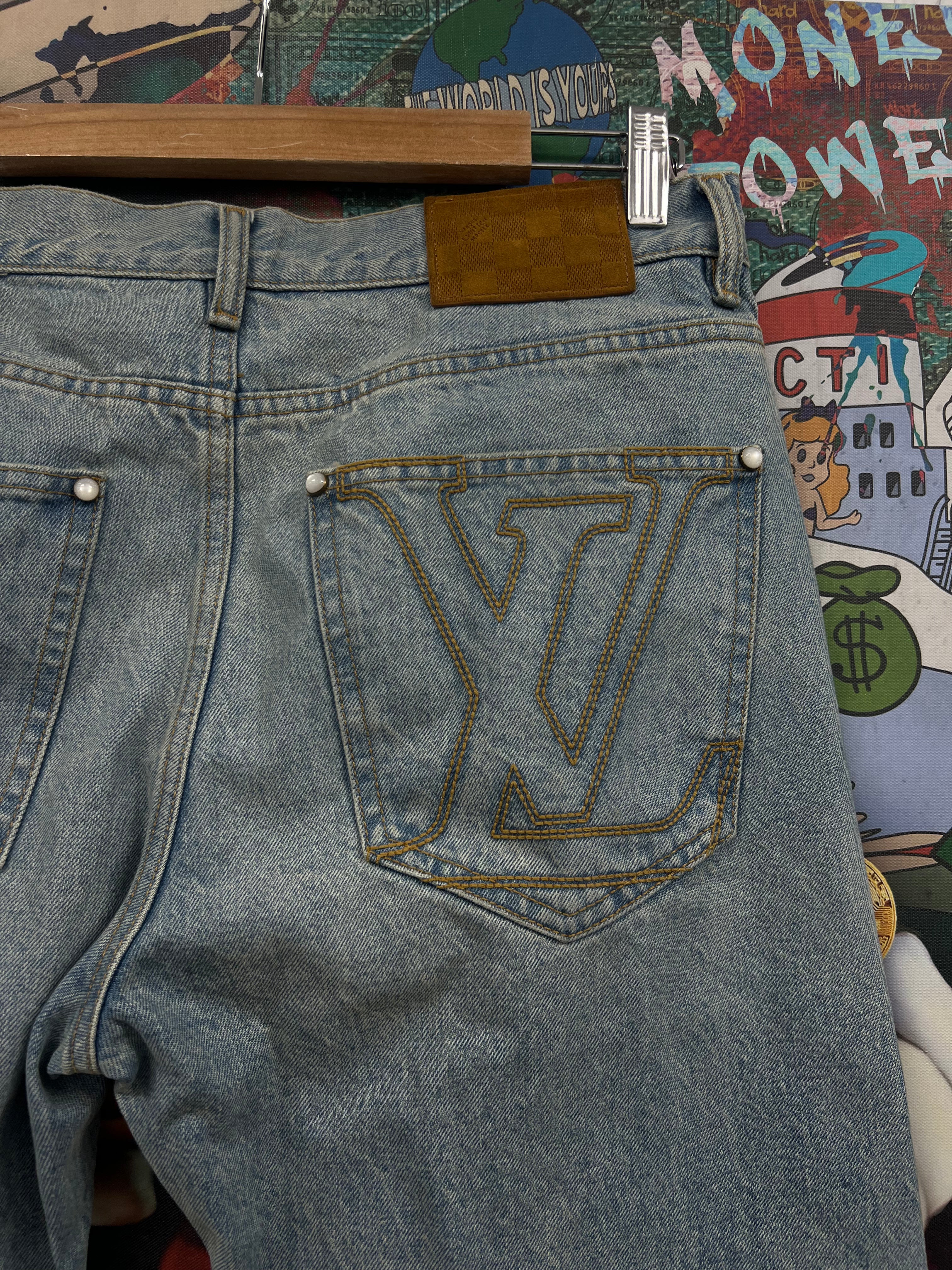 Louis Vuitton Light Wash Back Pocket Logo Jeans