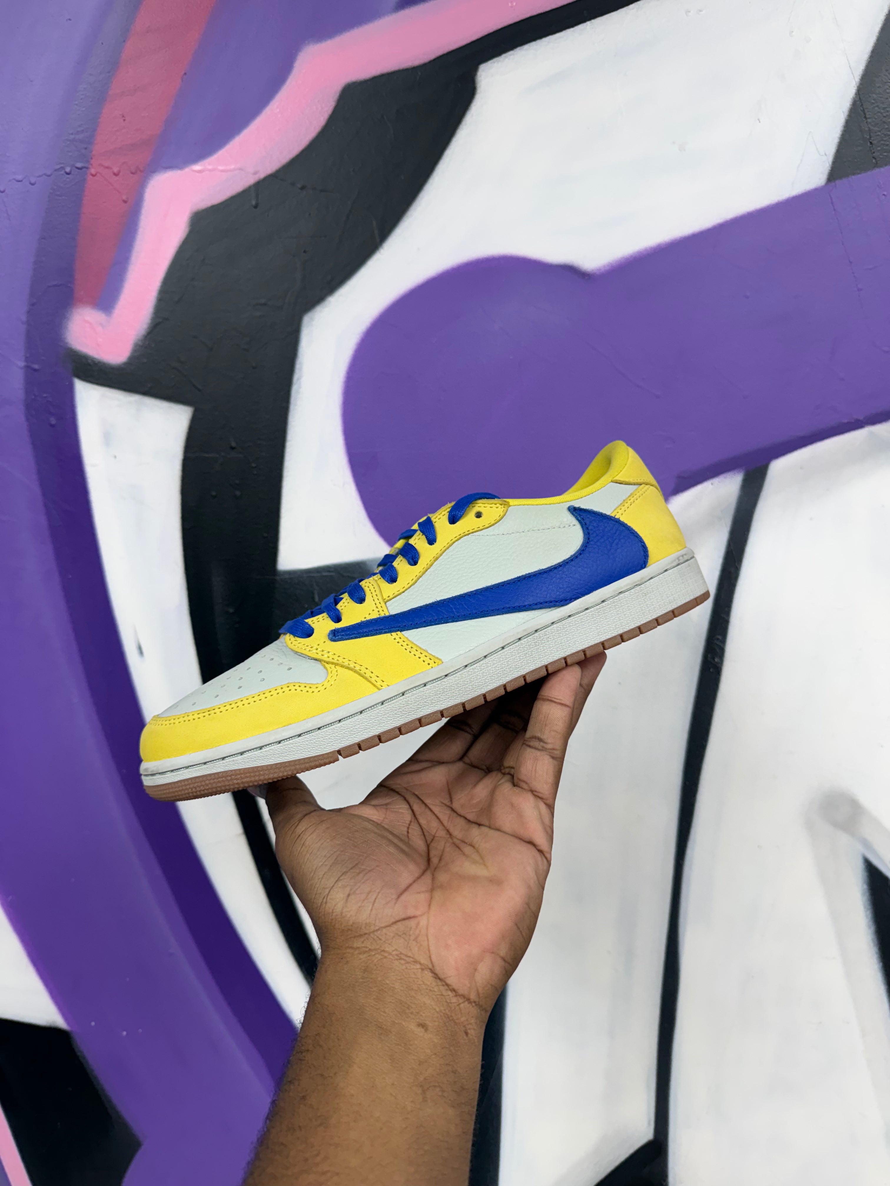 Jordan 1 Low Travis Scott Canary Sneakers