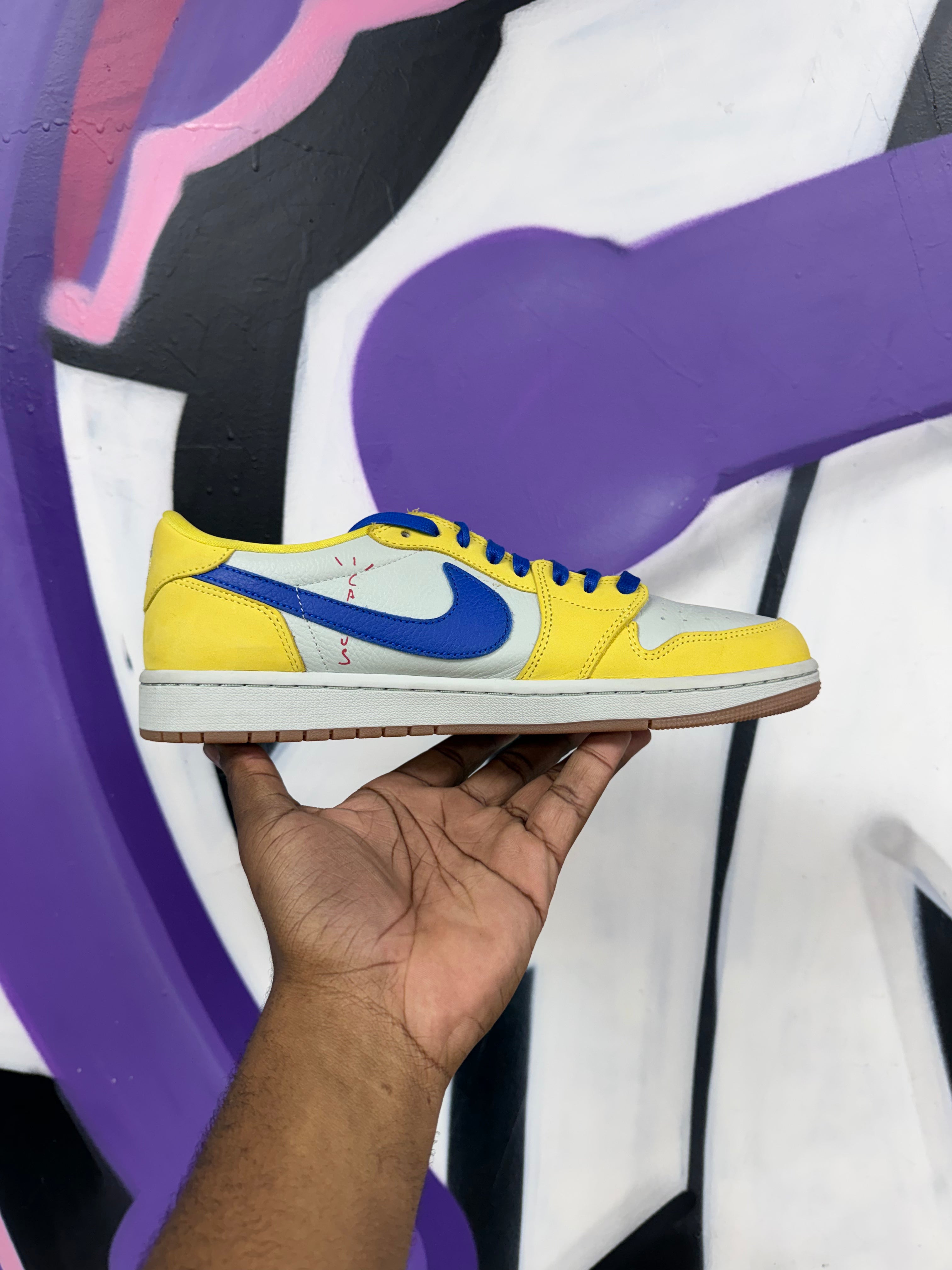 Jordan 1 Low Travis Scott Canary Sneakers