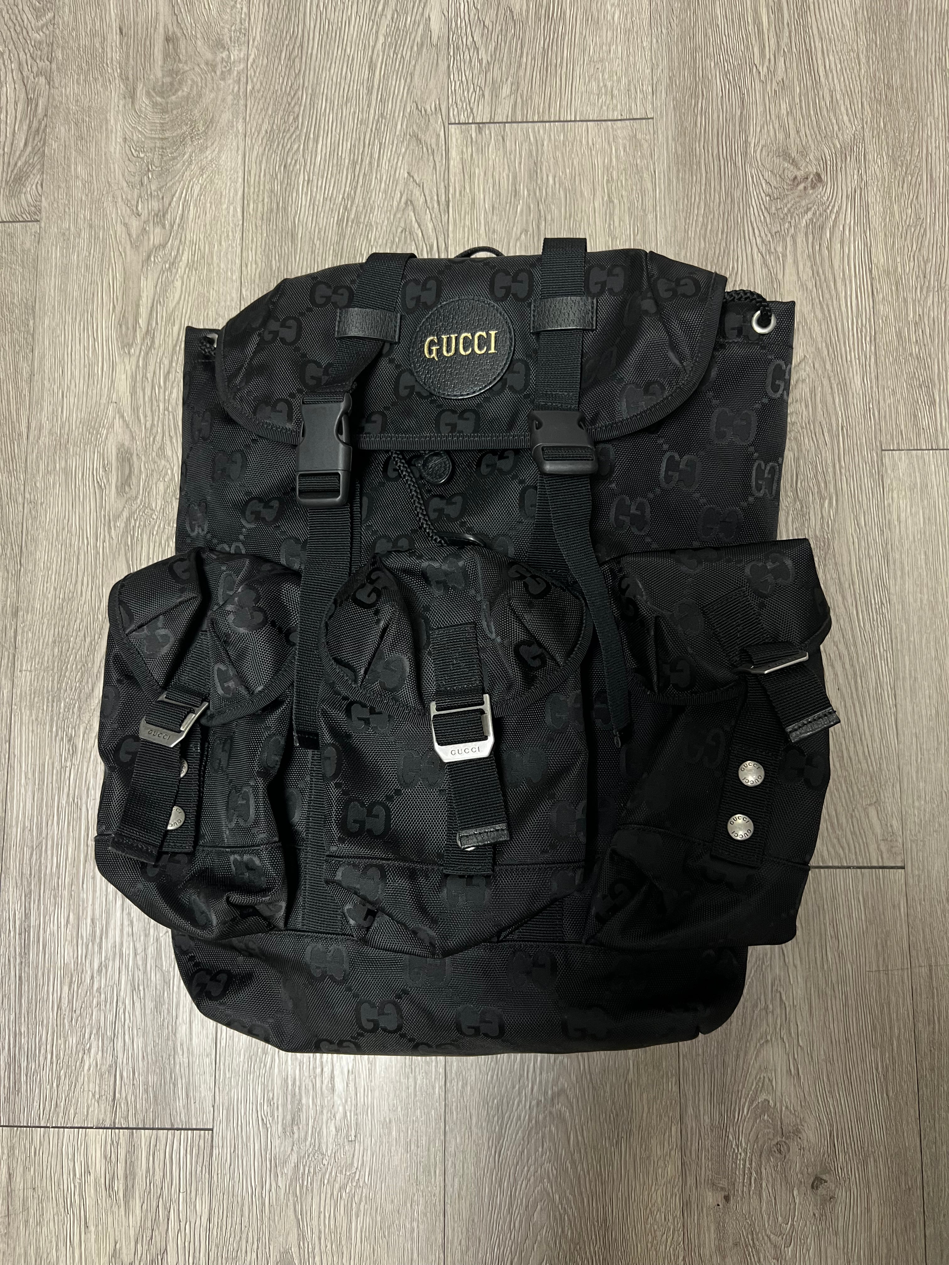 Gucci Black Canvas Monogram Off The Grid Backpack