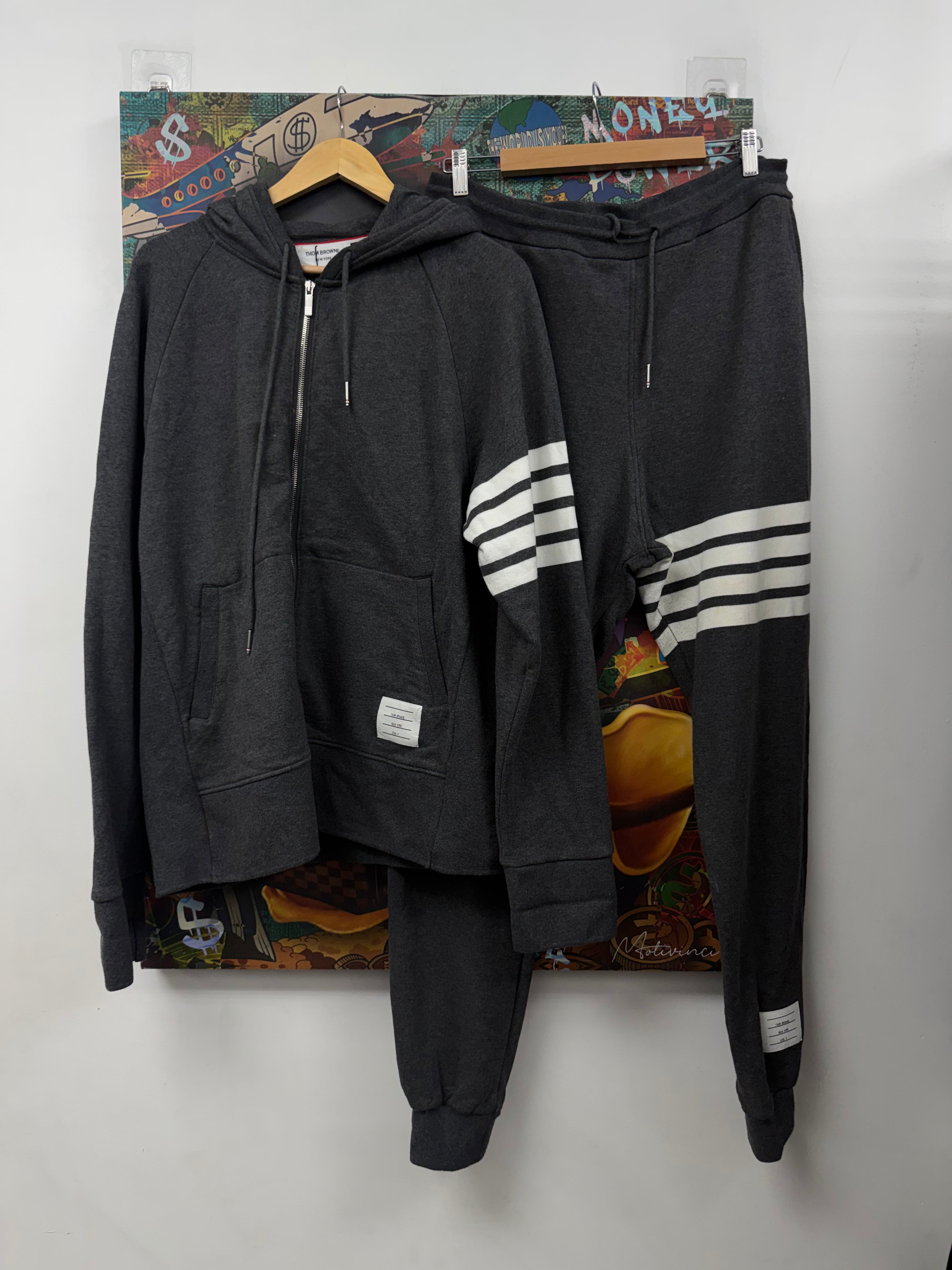 Thom Browne Dark Charcoal 4 Bar Sweatsuit
