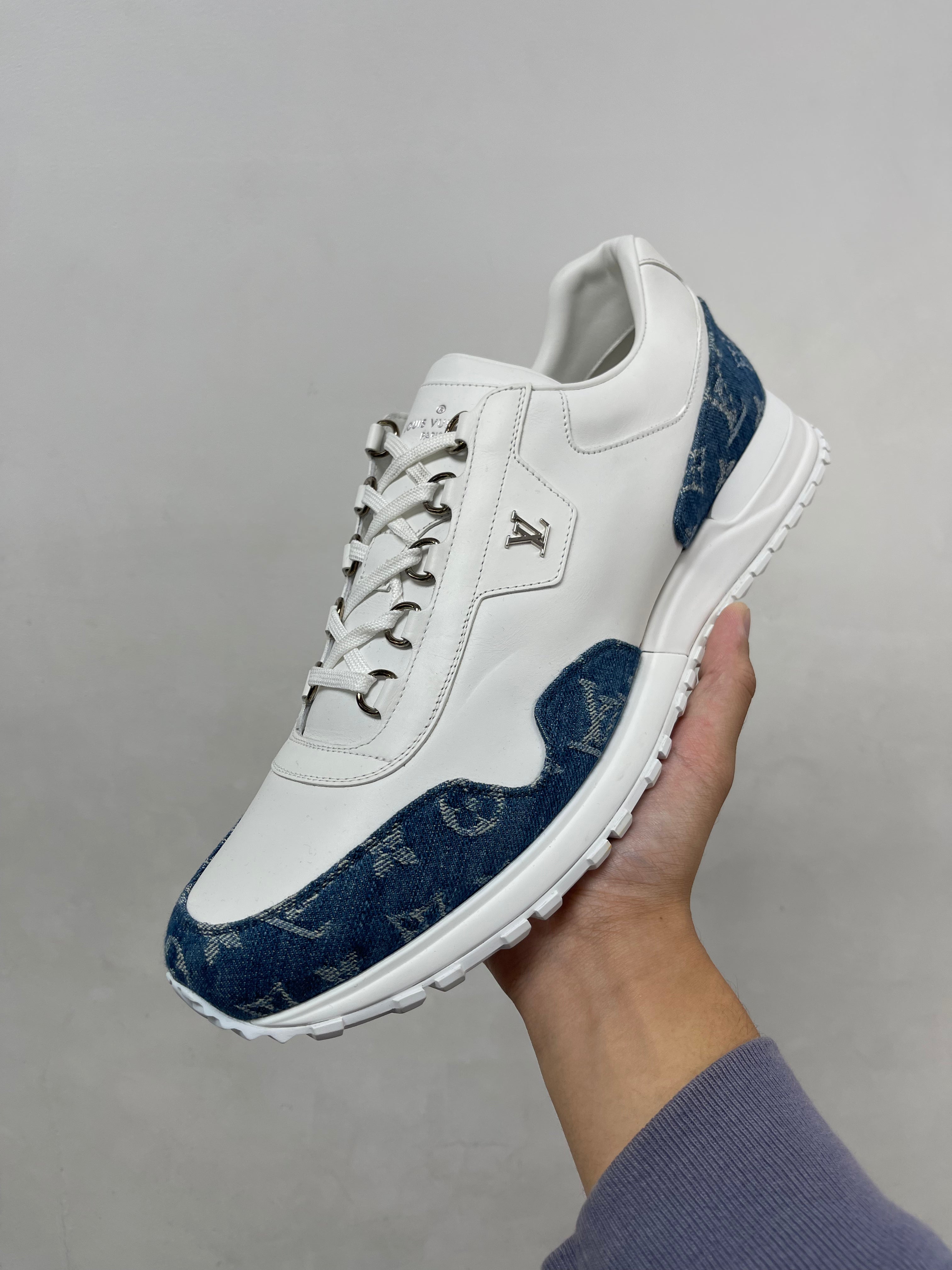 Louis Vuitton White Denim Monogram Runaway Sneakers