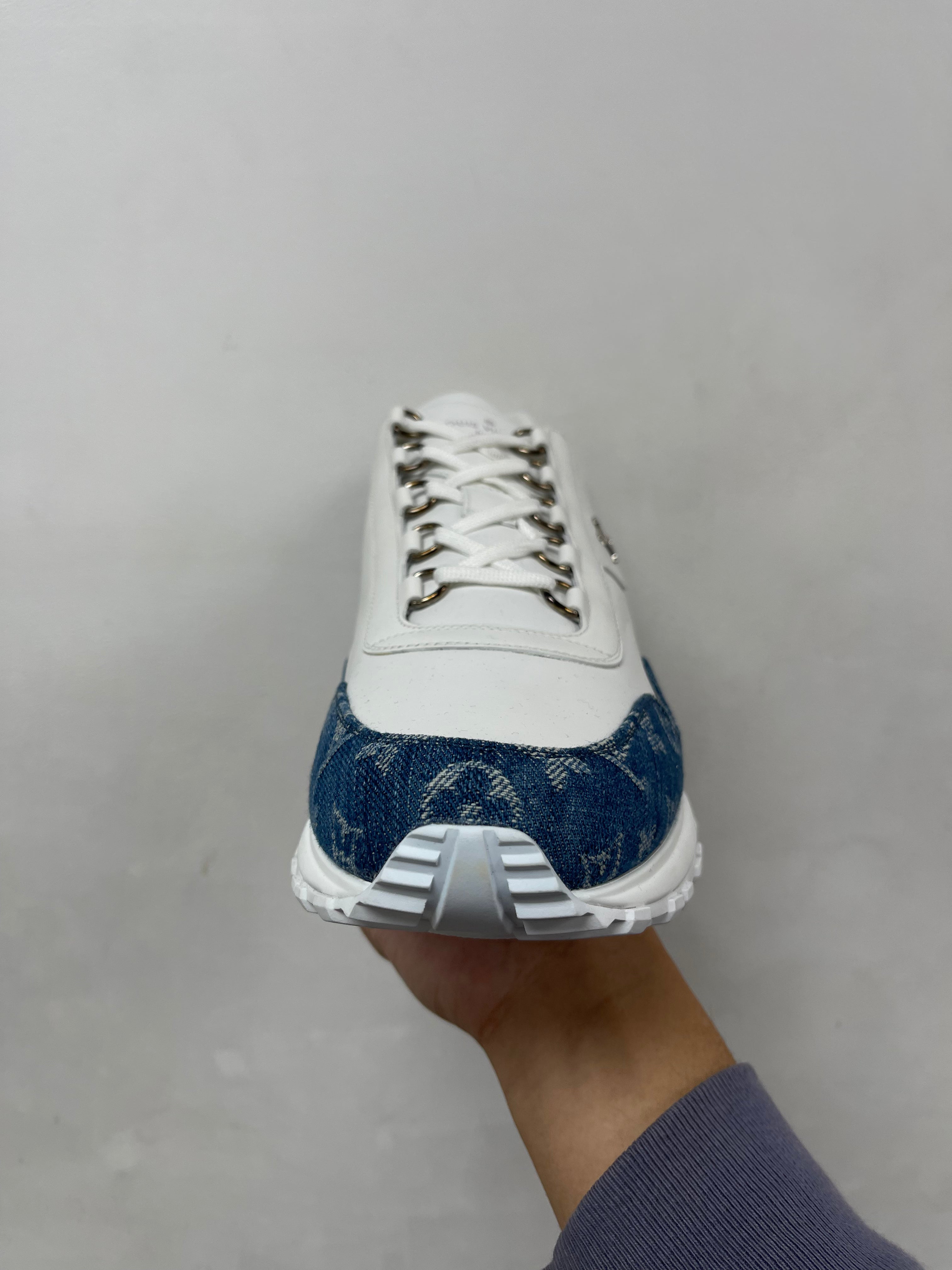 Louis Vuitton White Denim Monogram Runaway Sneakers