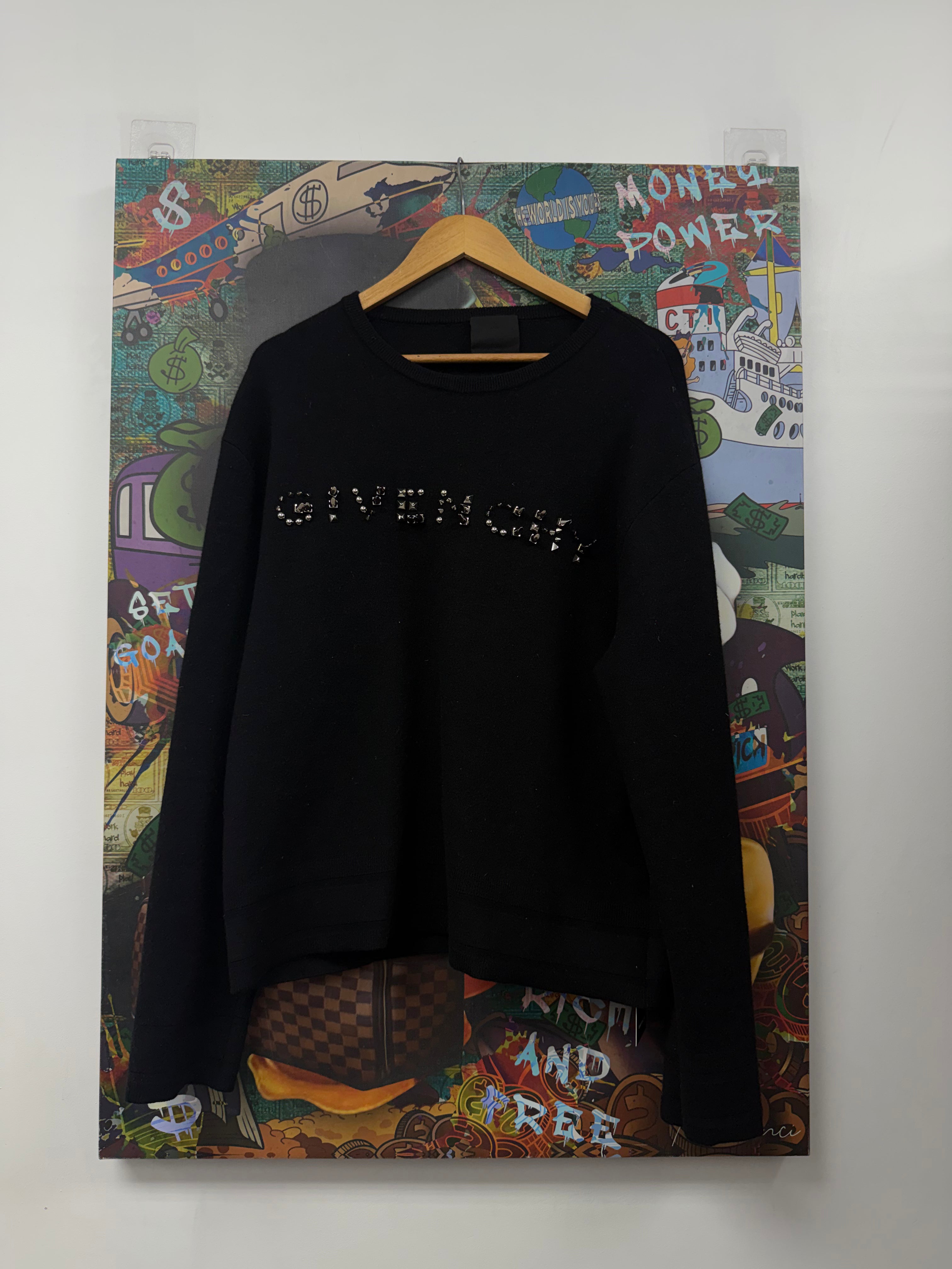 Givenchy Cashmere Spiked Chest Logo Sweater