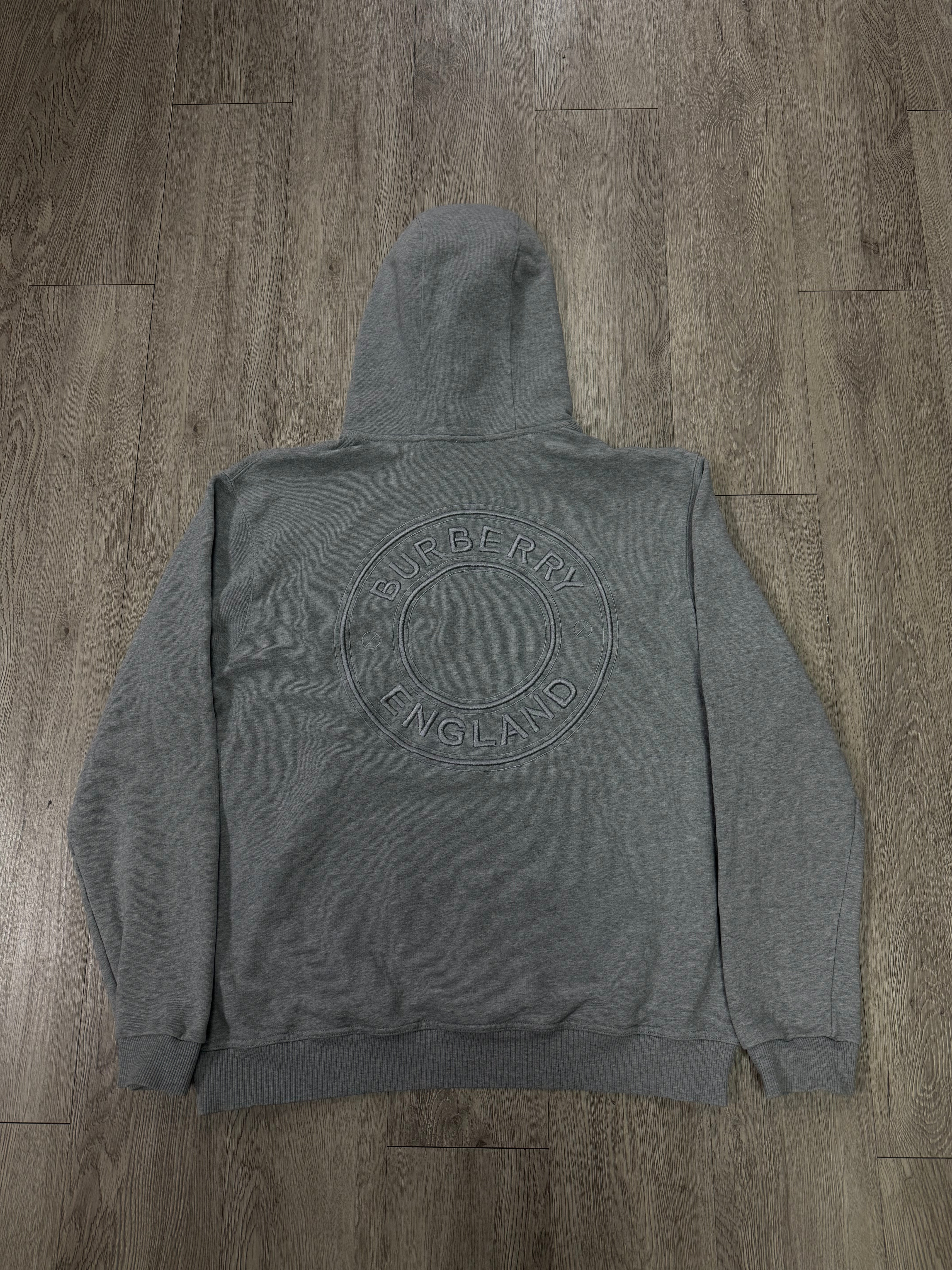 Burberry Grey Tonal Embroidered Hoodie