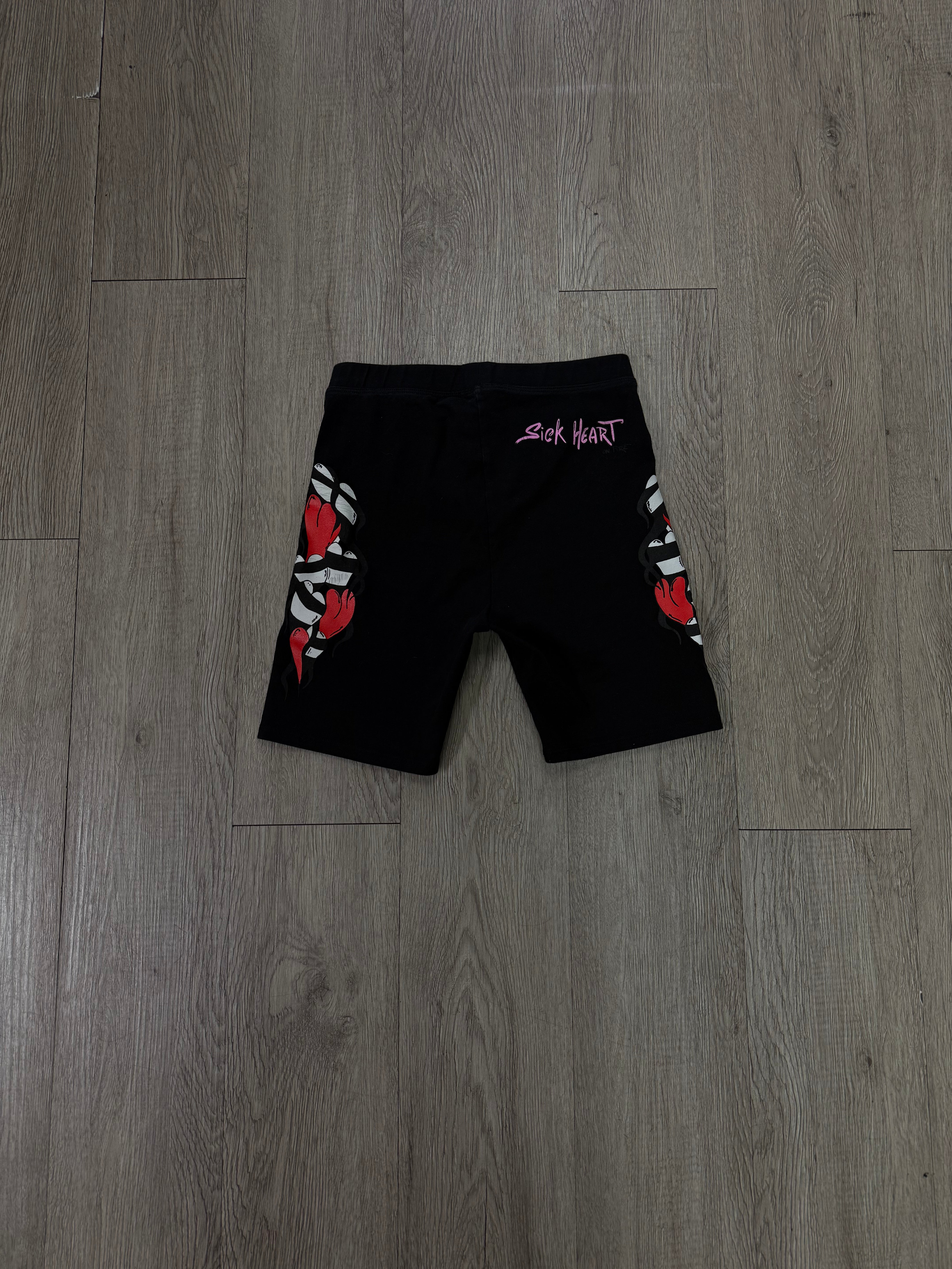 Chrome Hearts Matty Boy Black Sick Heart Biker Shorts