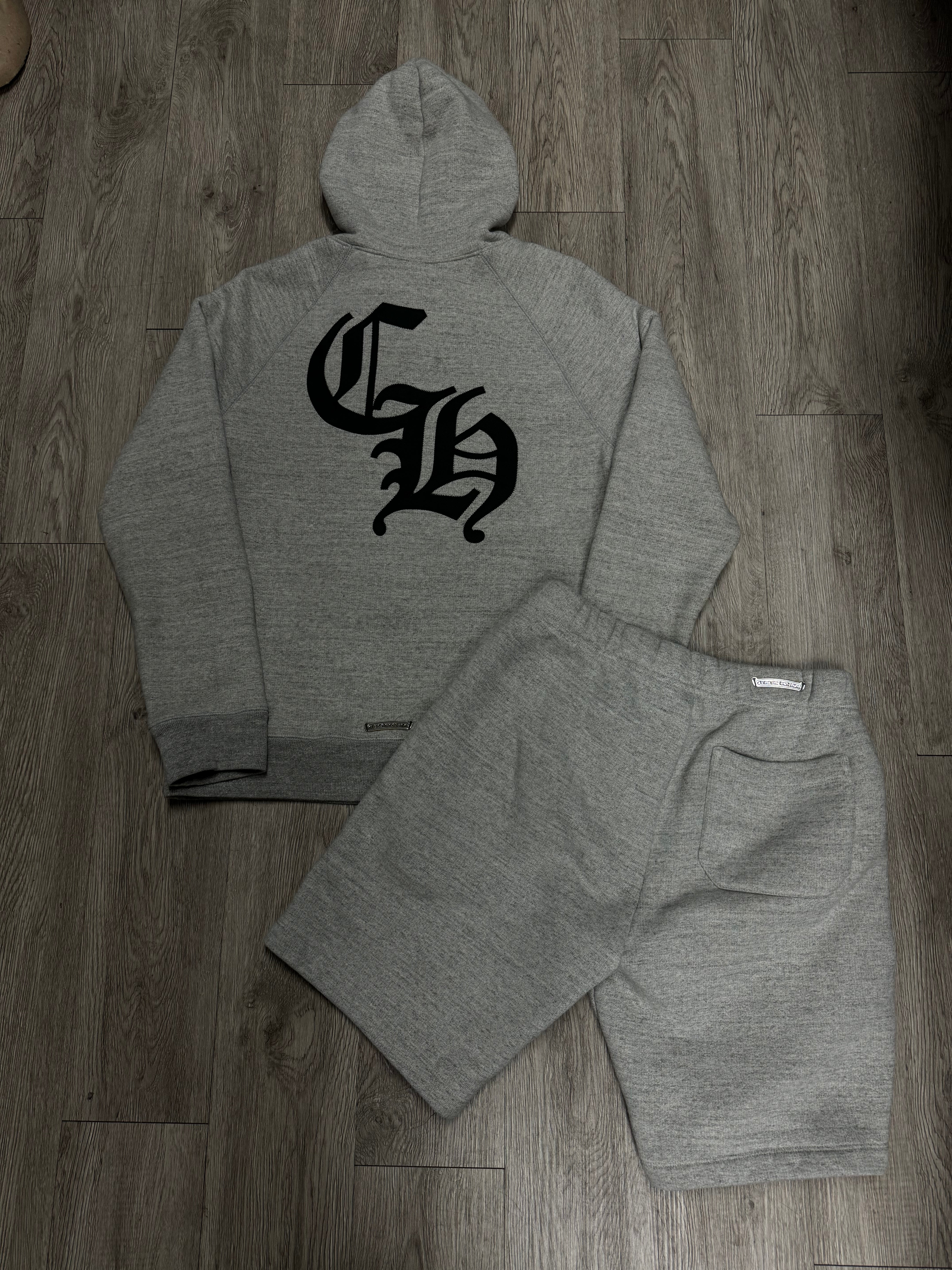 Chrome Hearts 7-11 Grey Embroidered Triple Cross Shorts Set